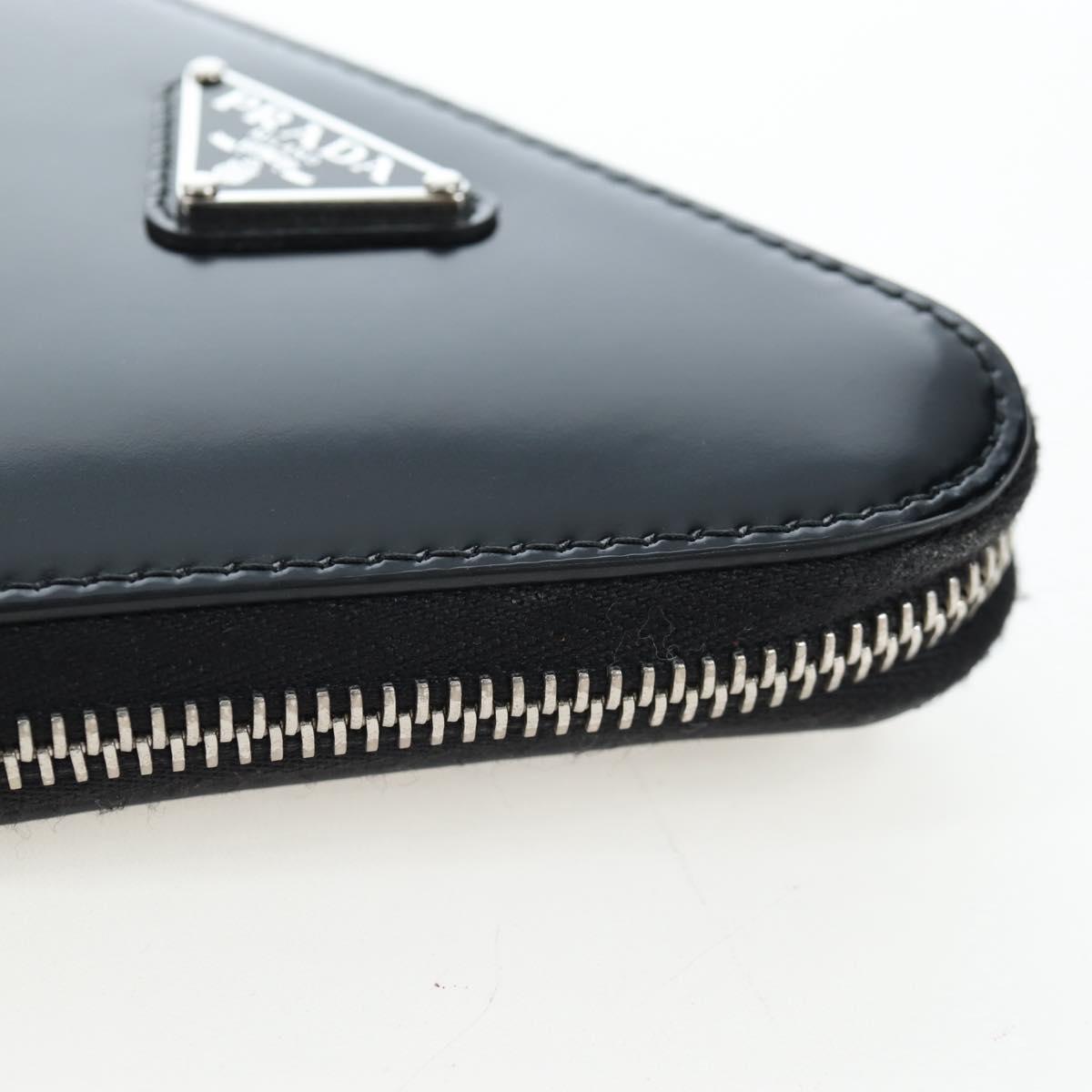 PRADA Chain Shoulder Pouch Leather Black Silver Auth 200384V