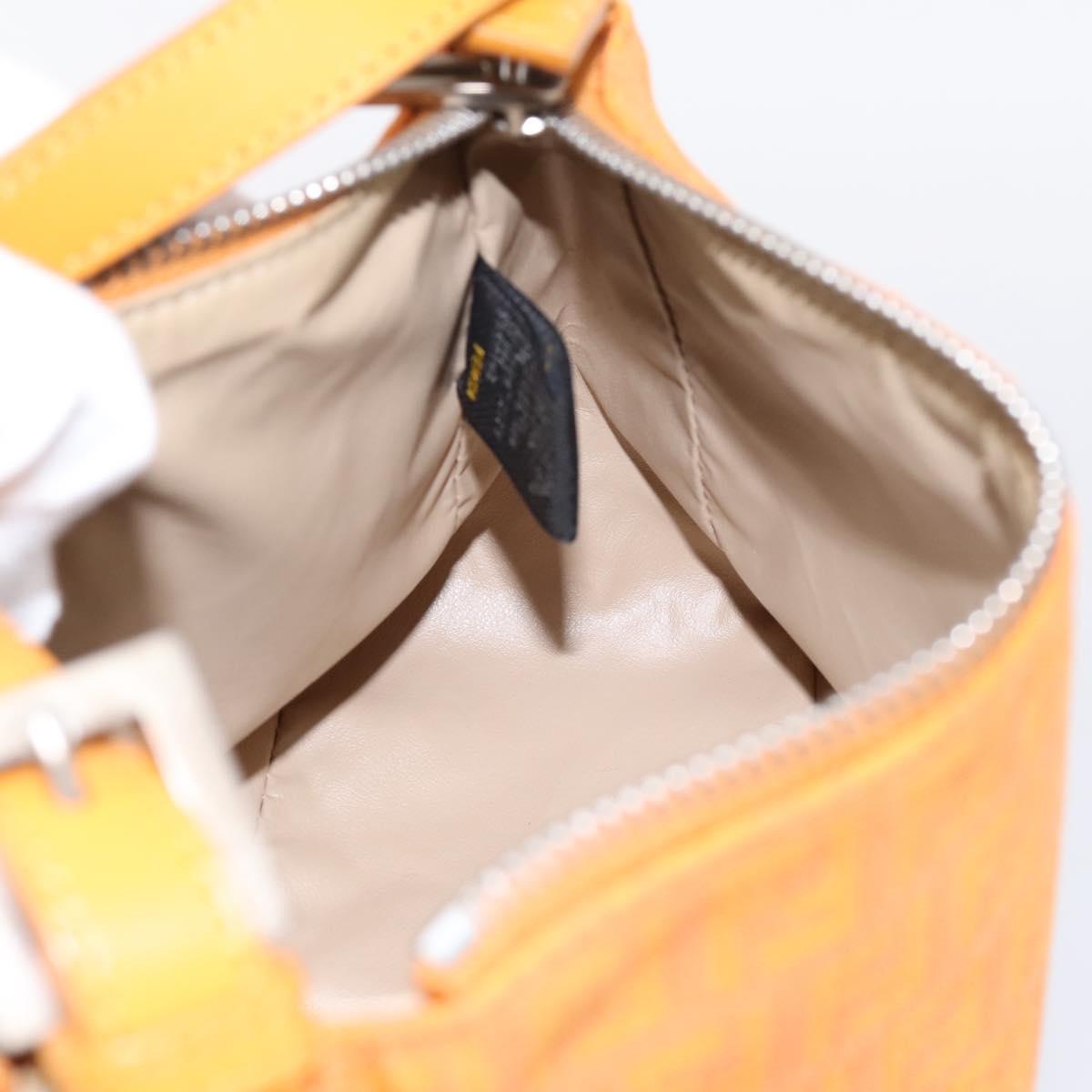 FENDI Zucchino Canvas Accessory Pouch Orange Silver 8N0001 Auth 200388A