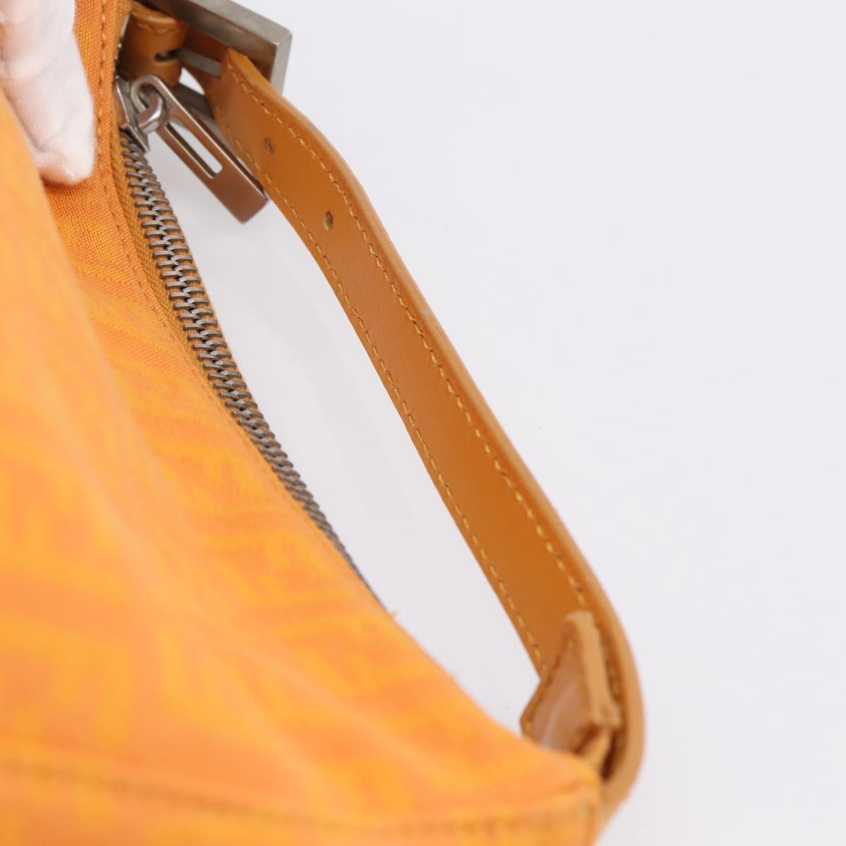 FENDI Zucchino Canvas Accessory Pouch Orange Silver 8N0001 Auth 200388A