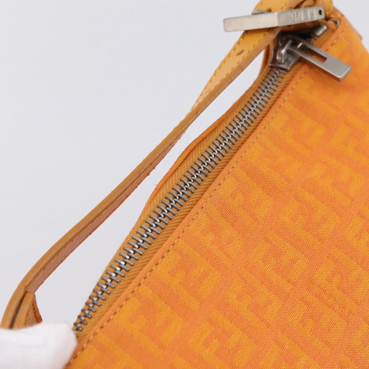 FENDI Zucchino Canvas Accessory Pouch Orange Silver 8N0001 Auth 200388A