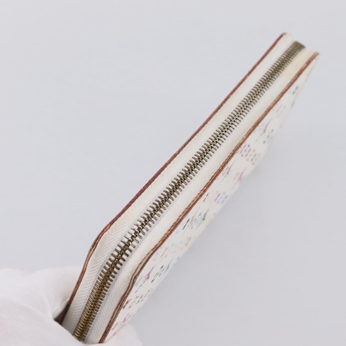 LOUIS VUITTON Monogram Multicolor Zippy Wallet White M60241 LV Auth 200392