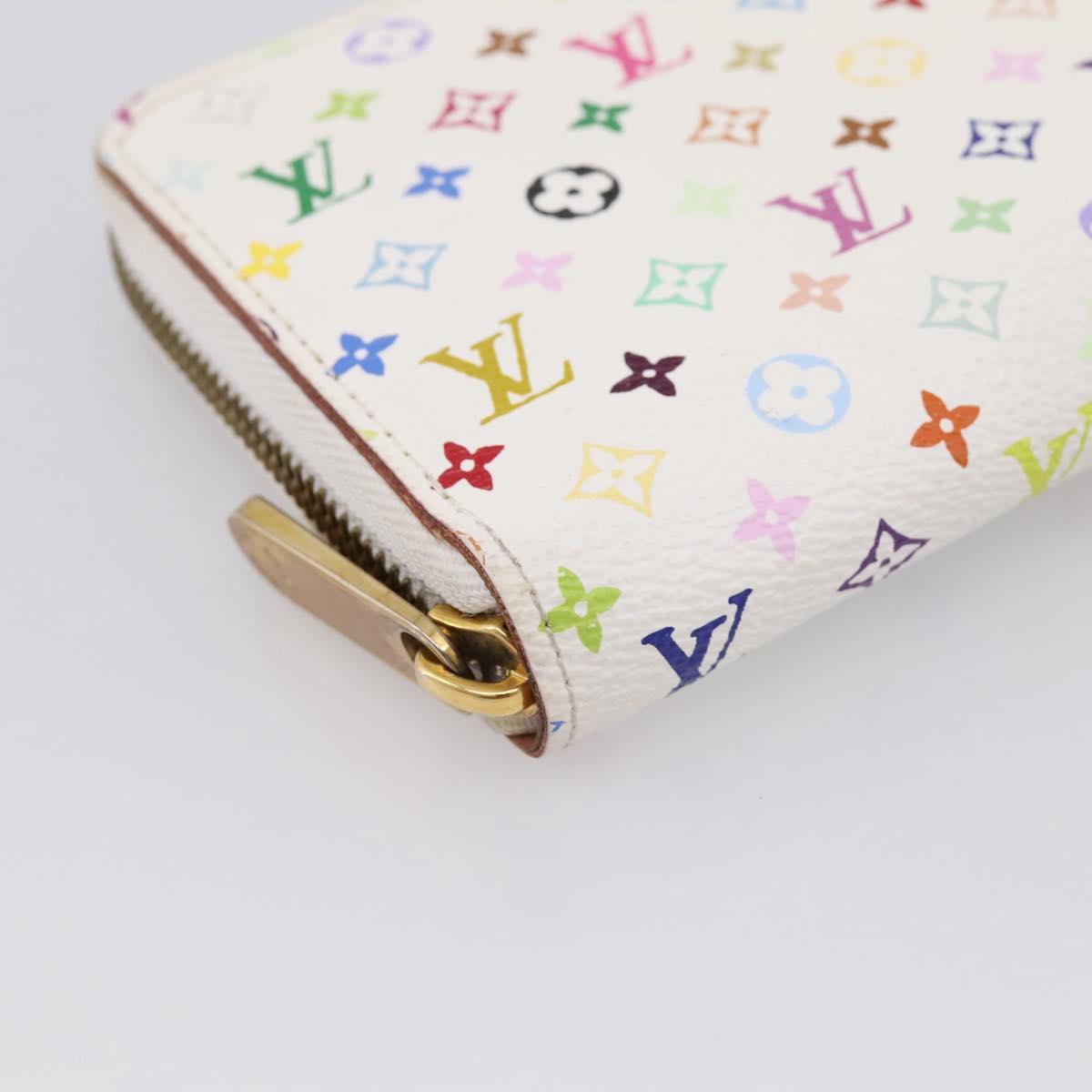 LOUIS VUITTON Monogram Multicolor Zippy Wallet White M60241 LV Auth 200392