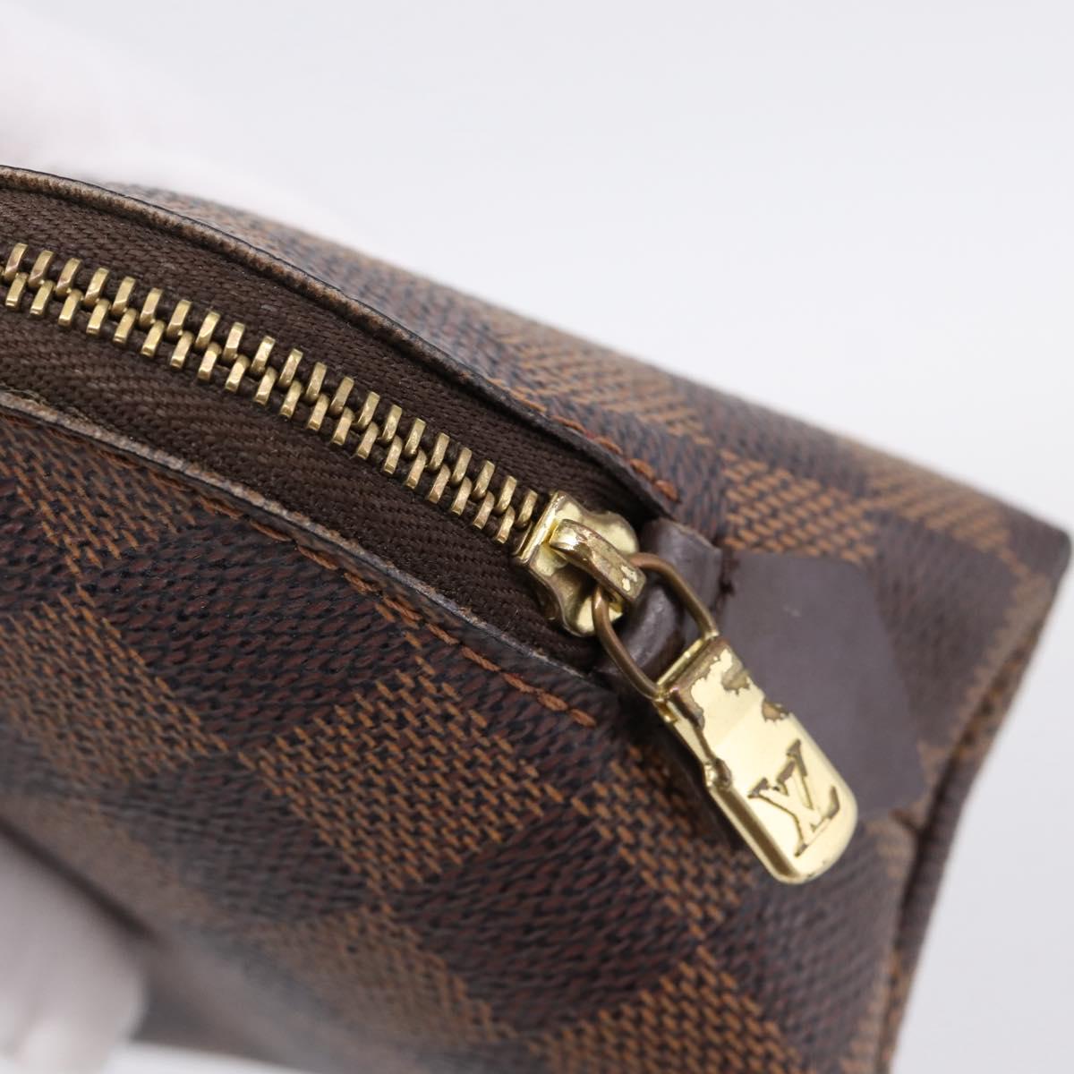 LOUIS VUITTON Damier Ebene Pochette Cosmetic PM Pouch N47516 LV Auth 200393
