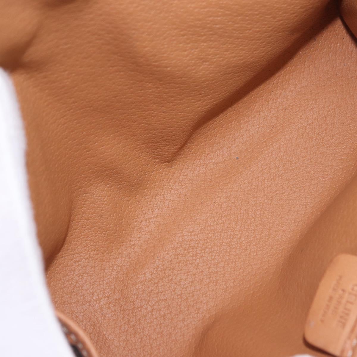 CELINE Macadam Canvas Pouch PVC Leather Brown Gold Auth 200399V