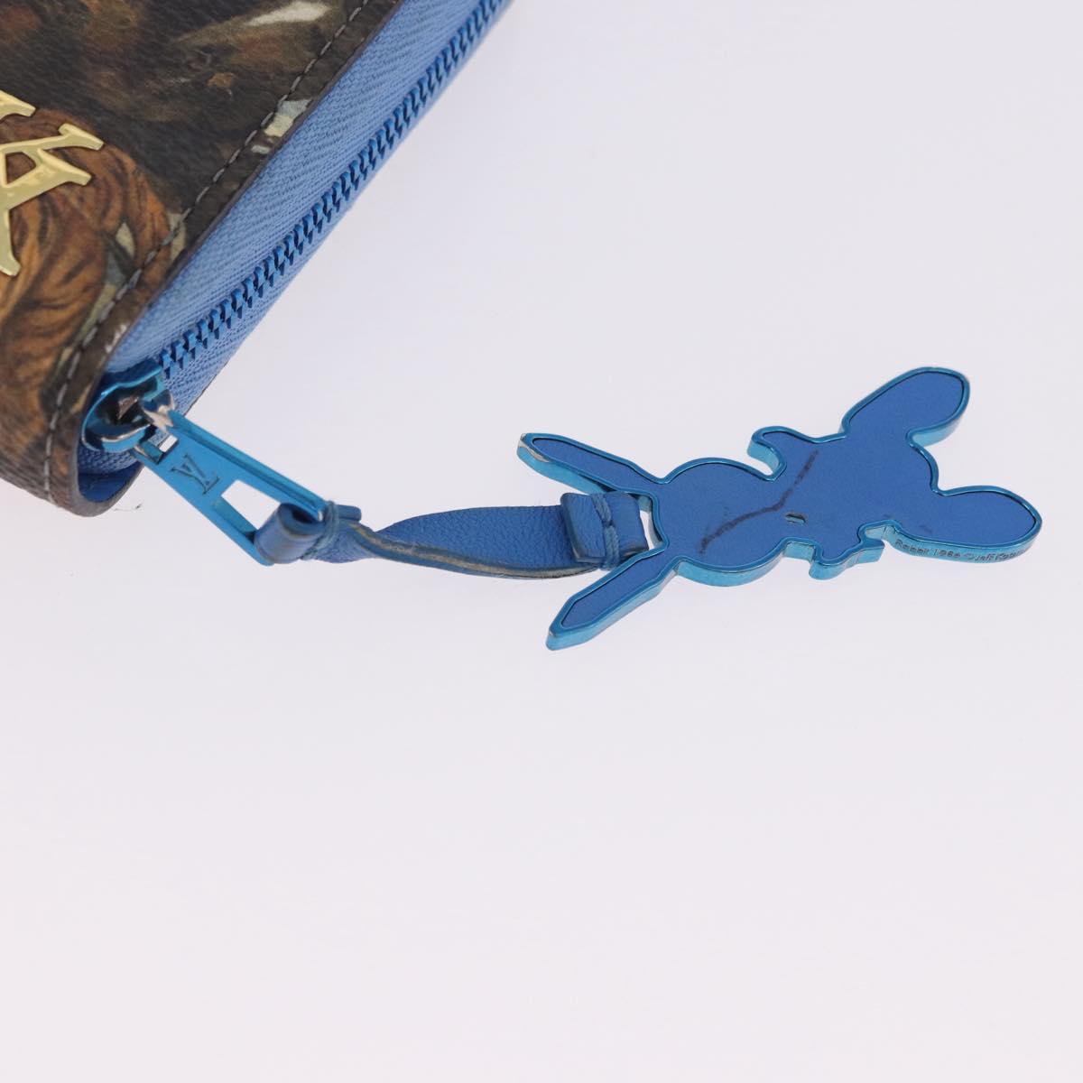 LOUIS VUITTON Rubens Tiger Hunting Zippy Wallet Light Blue M64603 Auth 200400M