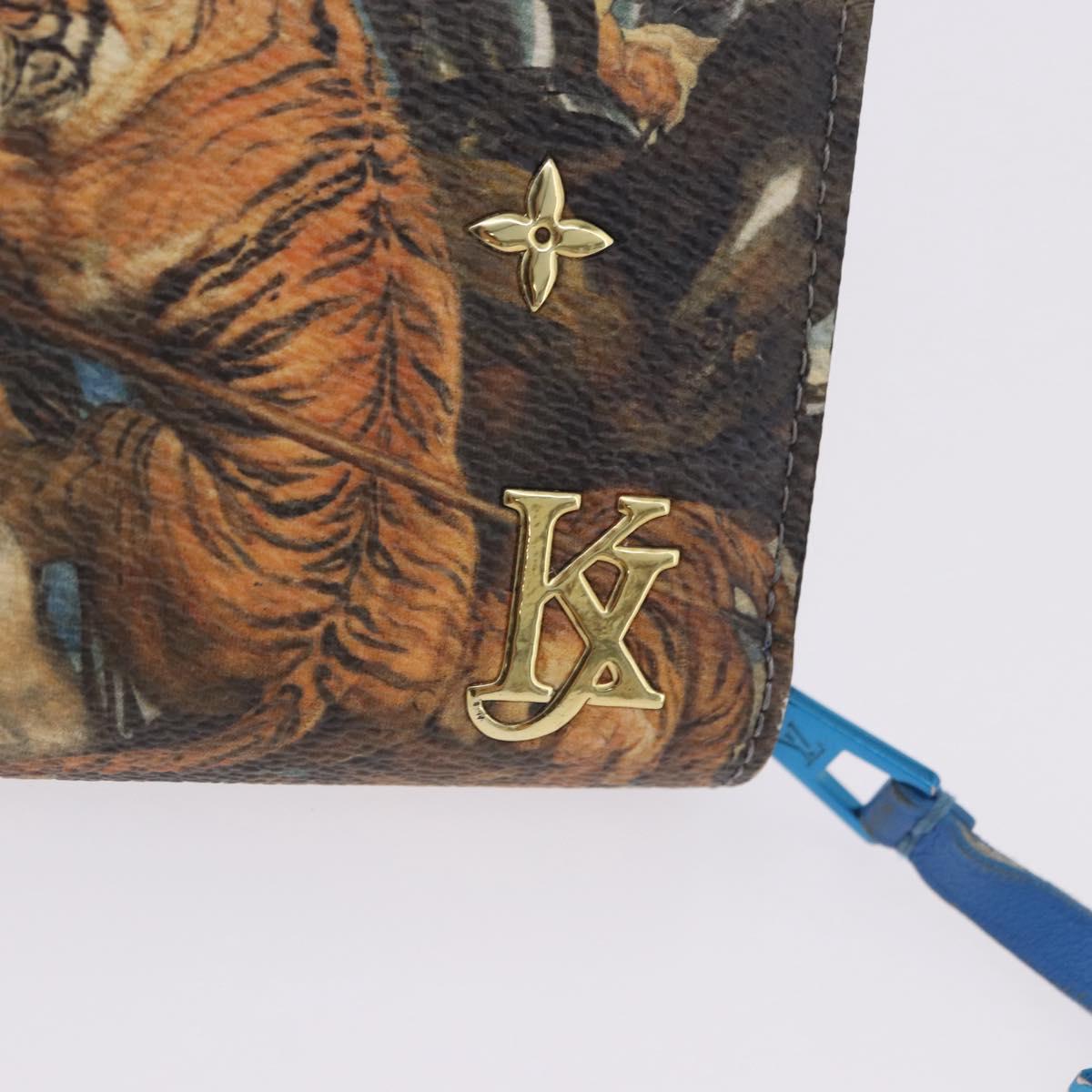 LOUIS VUITTON Rubens Tiger Hunting Zippy Wallet Light Blue M64603 Auth 200400M