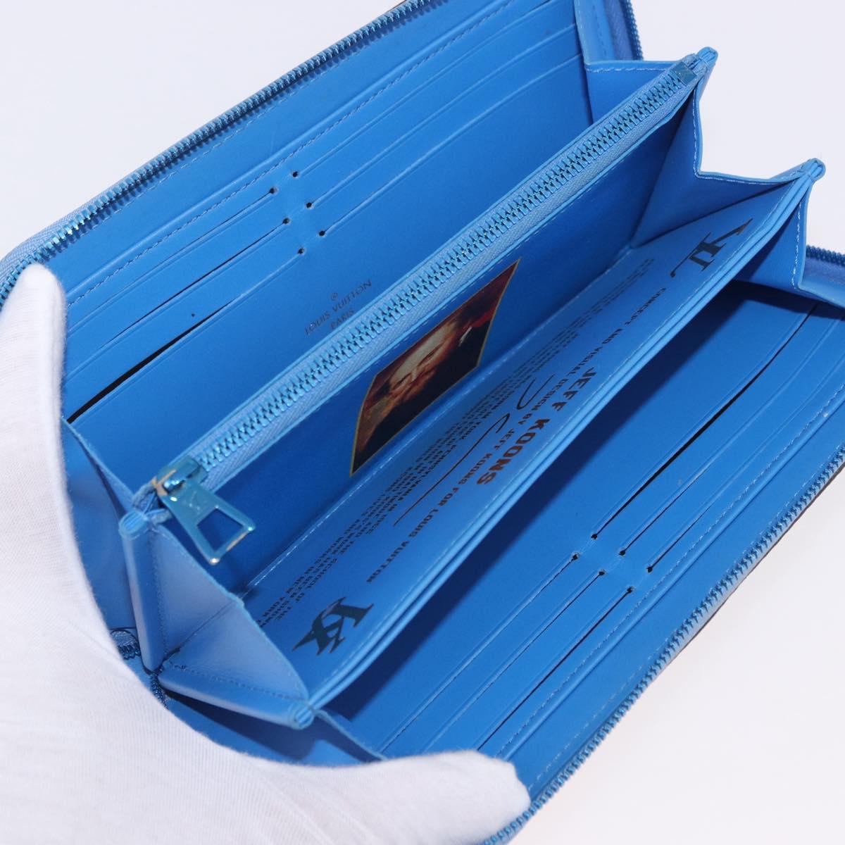 LOUIS VUITTON Rubens Tiger Hunting Zippy Wallet Light Blue M64603 Auth 200400M