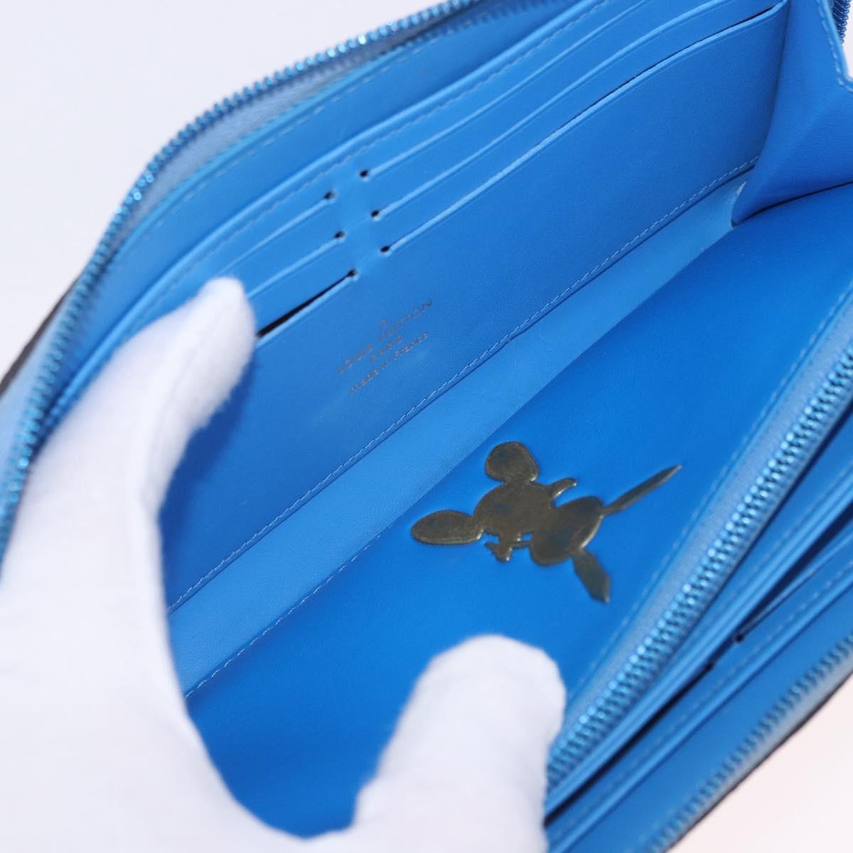 LOUIS VUITTON Rubens Tiger Hunting Zippy Wallet Light Blue M64603 Auth 200400M
