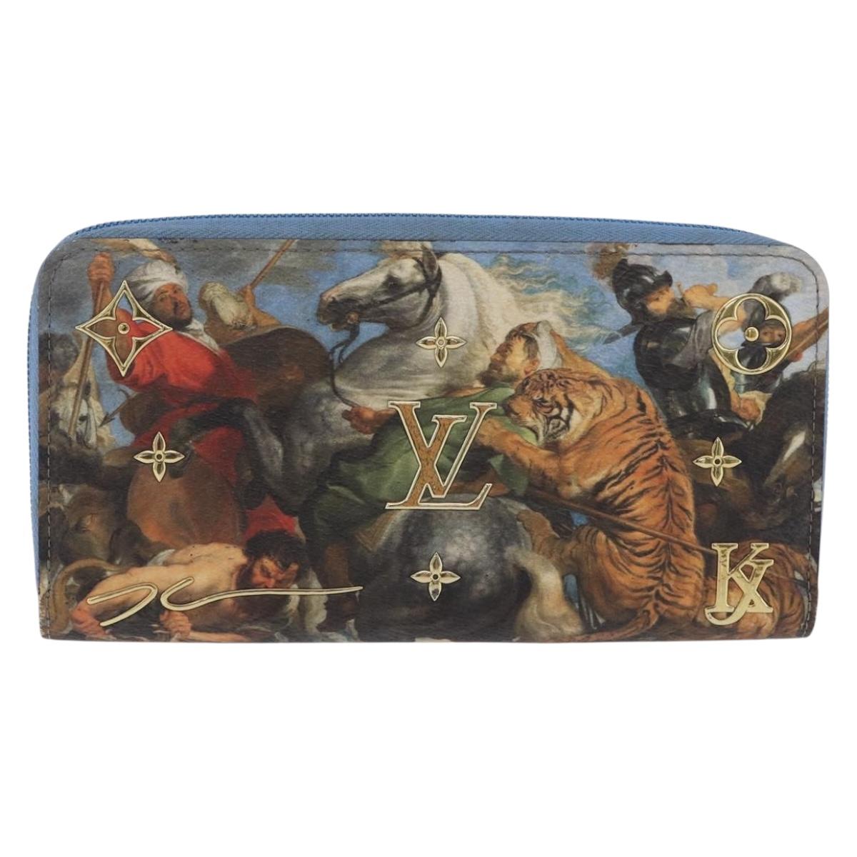 LOUIS VUITTON Rubens Tiger Hunting Zippy Wallet Light Blue M64603 Auth 200400M
