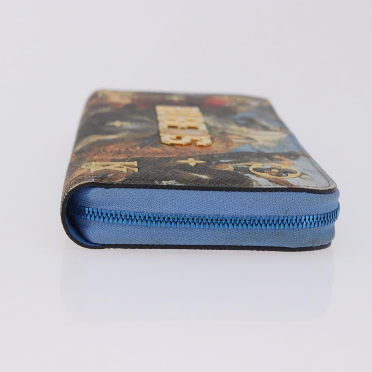 LOUIS VUITTON Rubens Tiger Hunting Zippy Wallet Light Blue M64603 Auth 200400M
