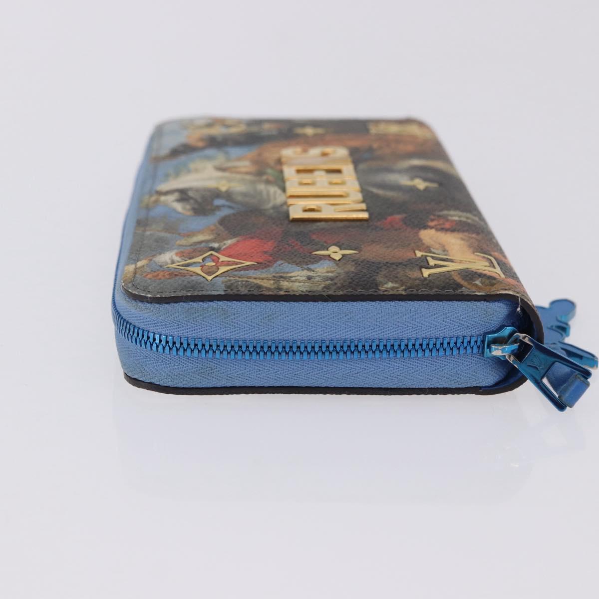 LOUIS VUITTON Rubens Tiger Hunting Zippy Wallet Light Blue M64603 Auth 200400M