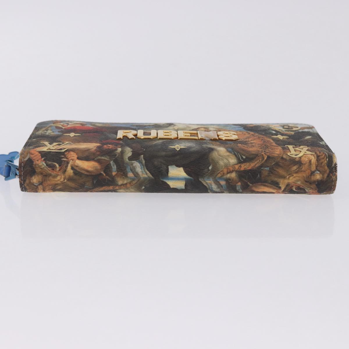 LOUIS VUITTON Rubens Tiger Hunting Zippy Wallet Light Blue M64603 Auth 200400M