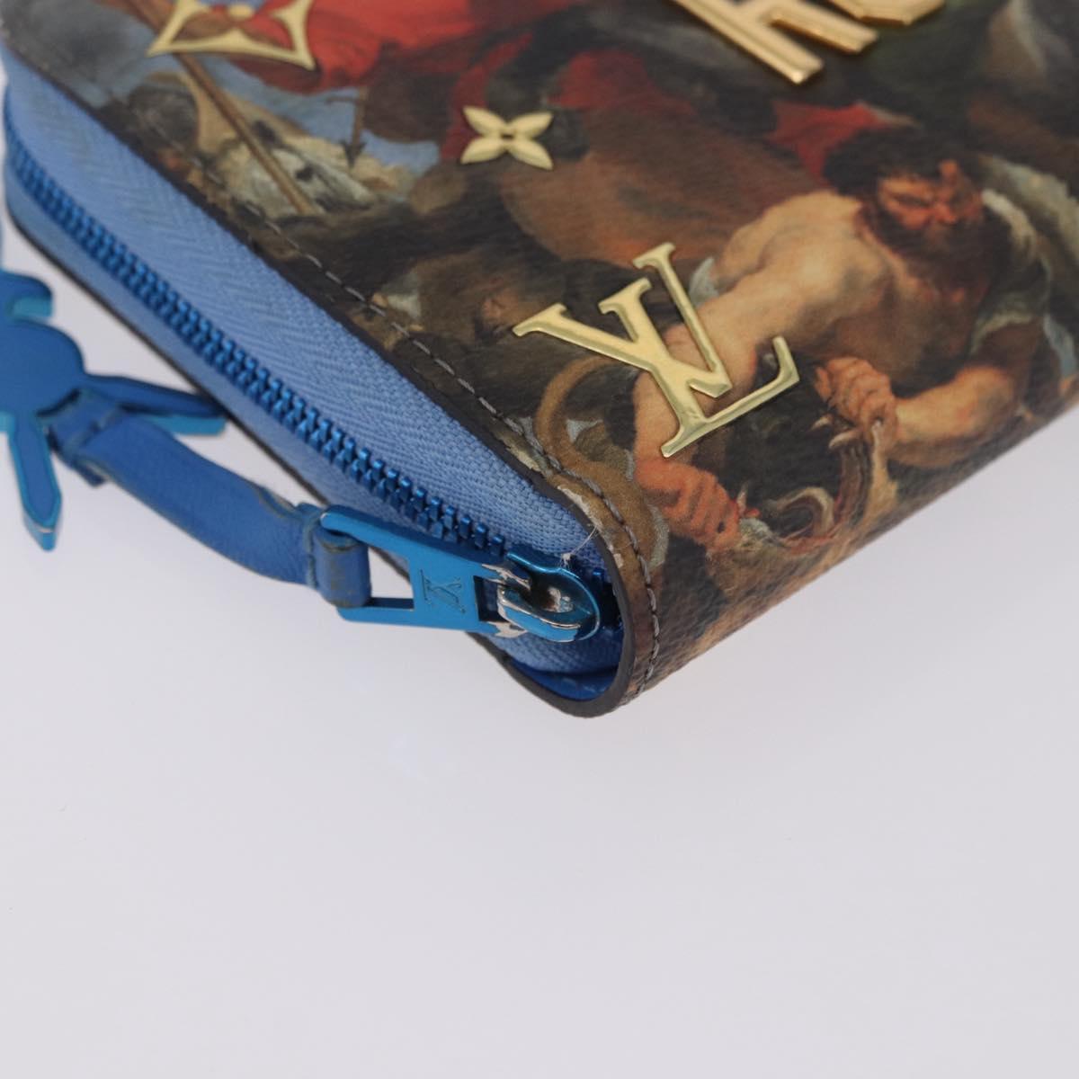 LOUIS VUITTON Rubens Tiger Hunting Zippy Wallet Light Blue M64603 Auth 200400M