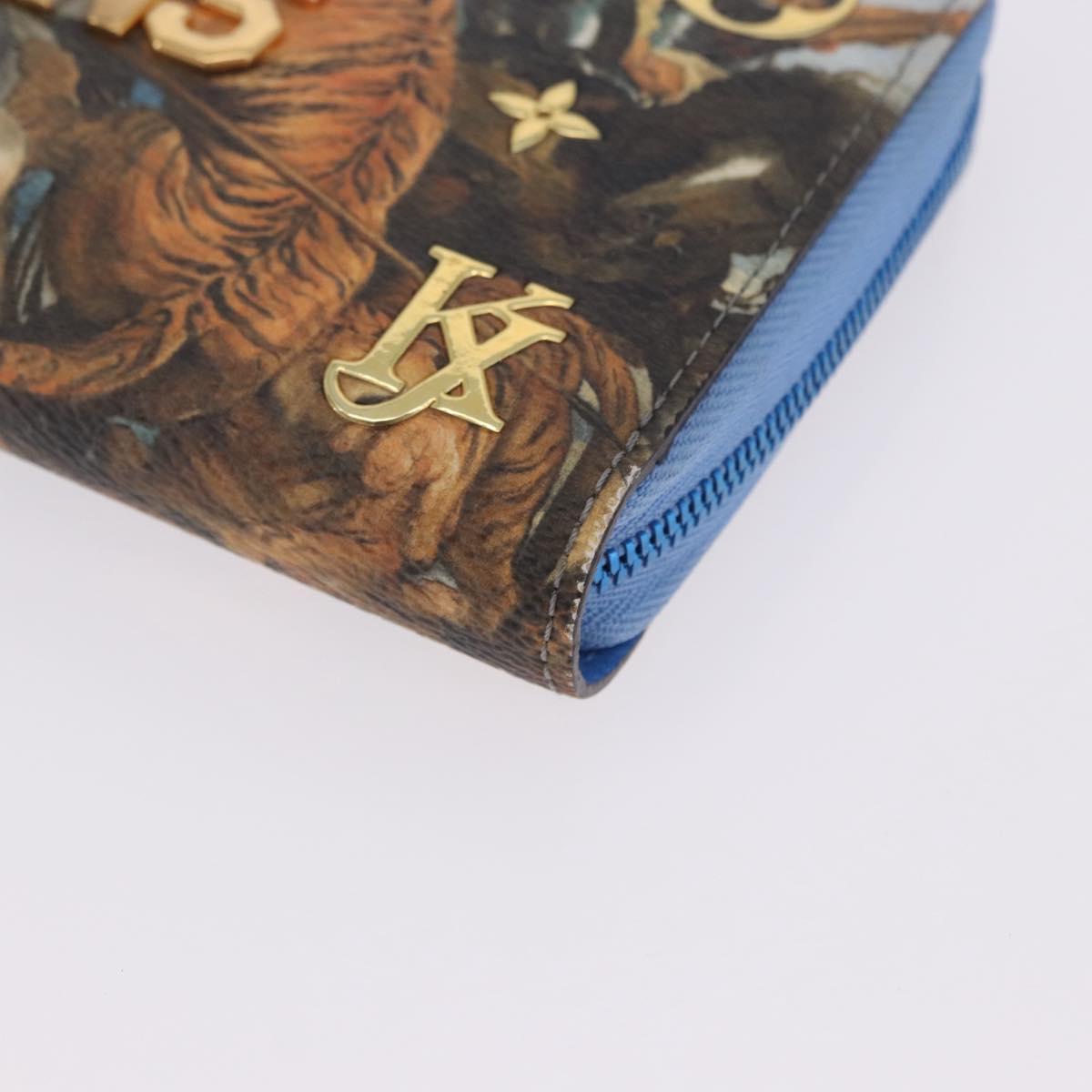 LOUIS VUITTON Rubens Tiger Hunting Zippy Wallet Light Blue M64603 Auth 200400M