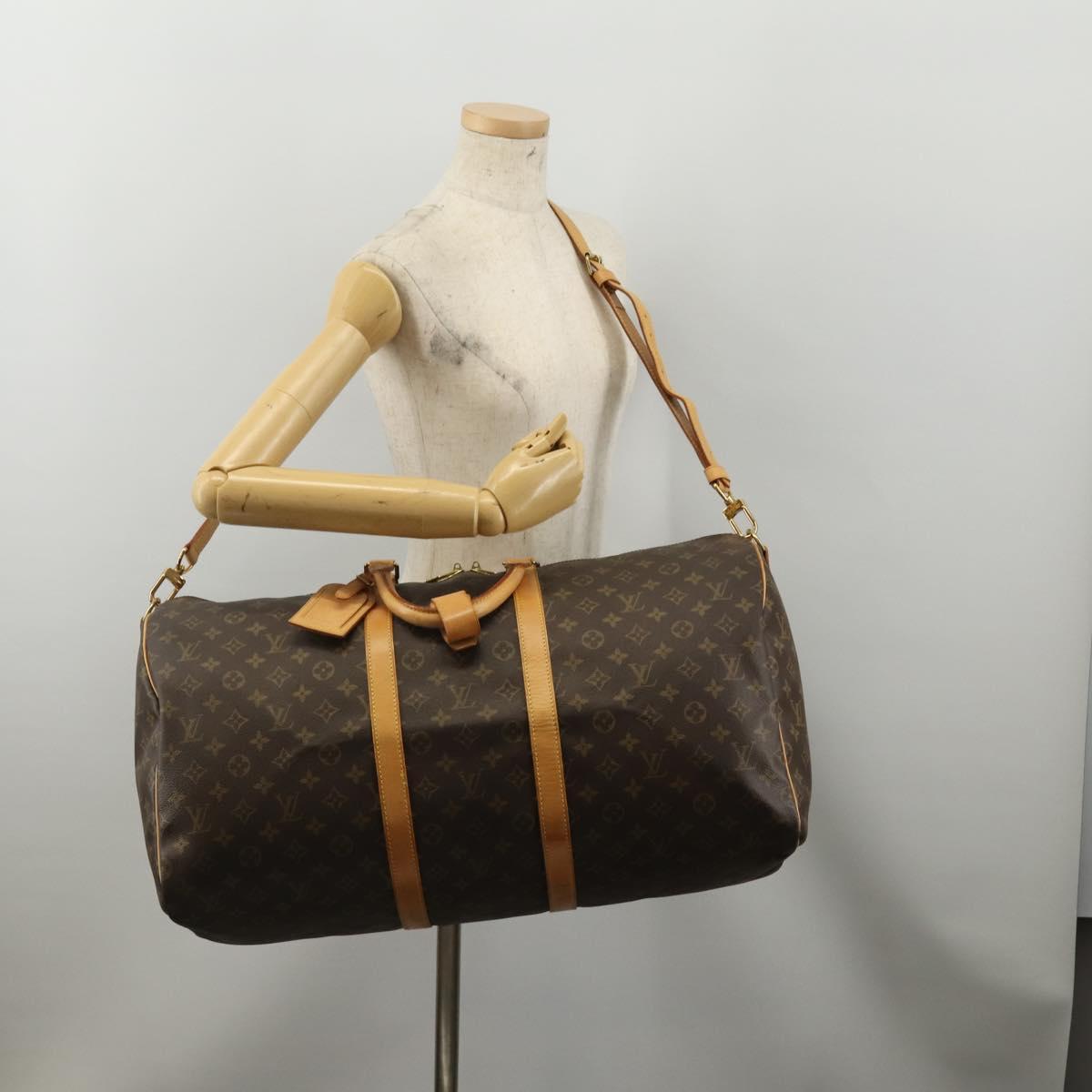 LOUIS VUITTON Monogram Keepall Bandouliere 55 Boston Bag M41414 LV Auth 200406V