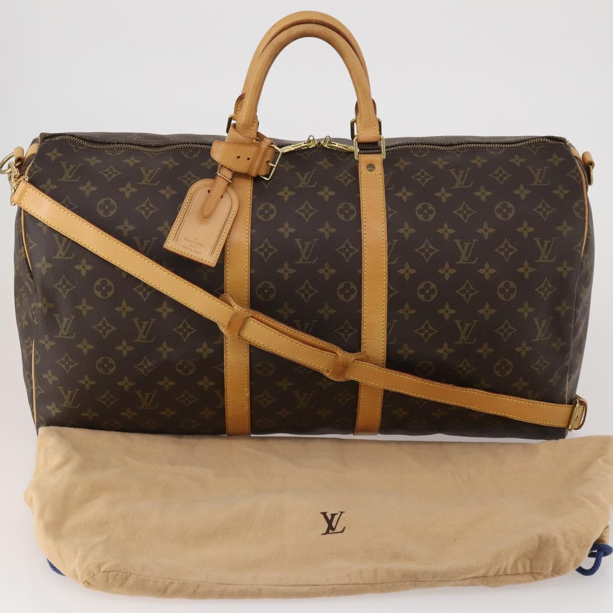 LOUIS VUITTON Monogram Keepall Bandouliere 55 Boston Bag M41414 LV Auth 200406V