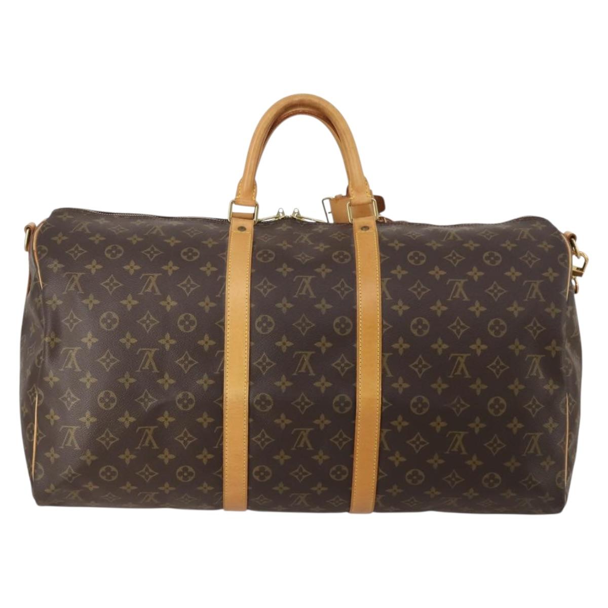 LOUIS VUITTON Monogram Keepall Bandouliere 55 Boston Bag M41414 LV Auth 200406V