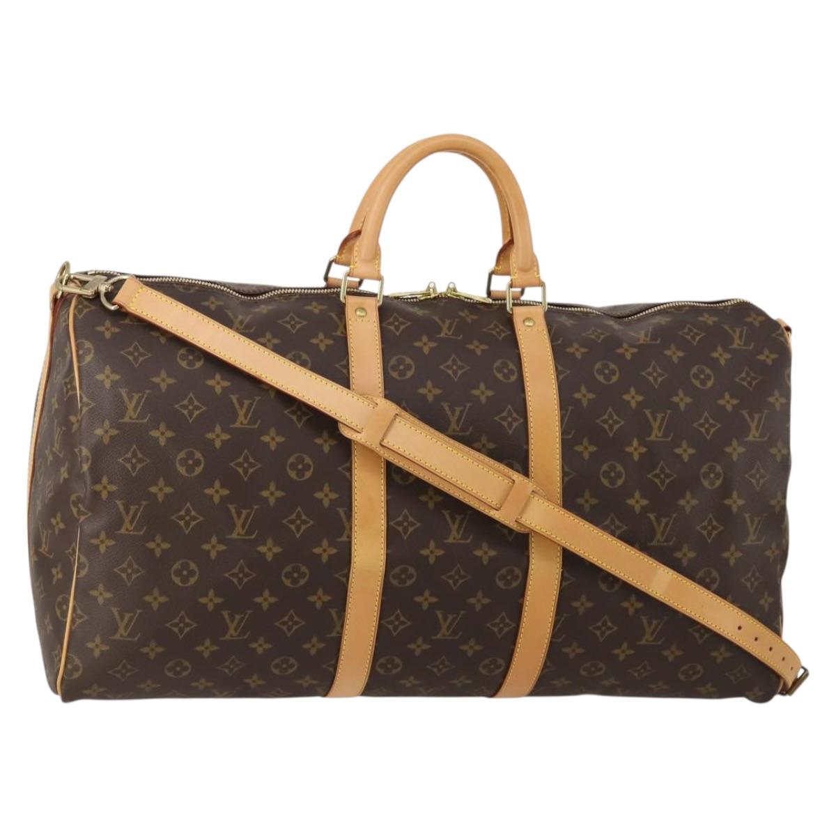 LOUIS VUITTON Monogram Keepall Bandouliere 55 Boston Bag M41414 LV Auth 200407V
