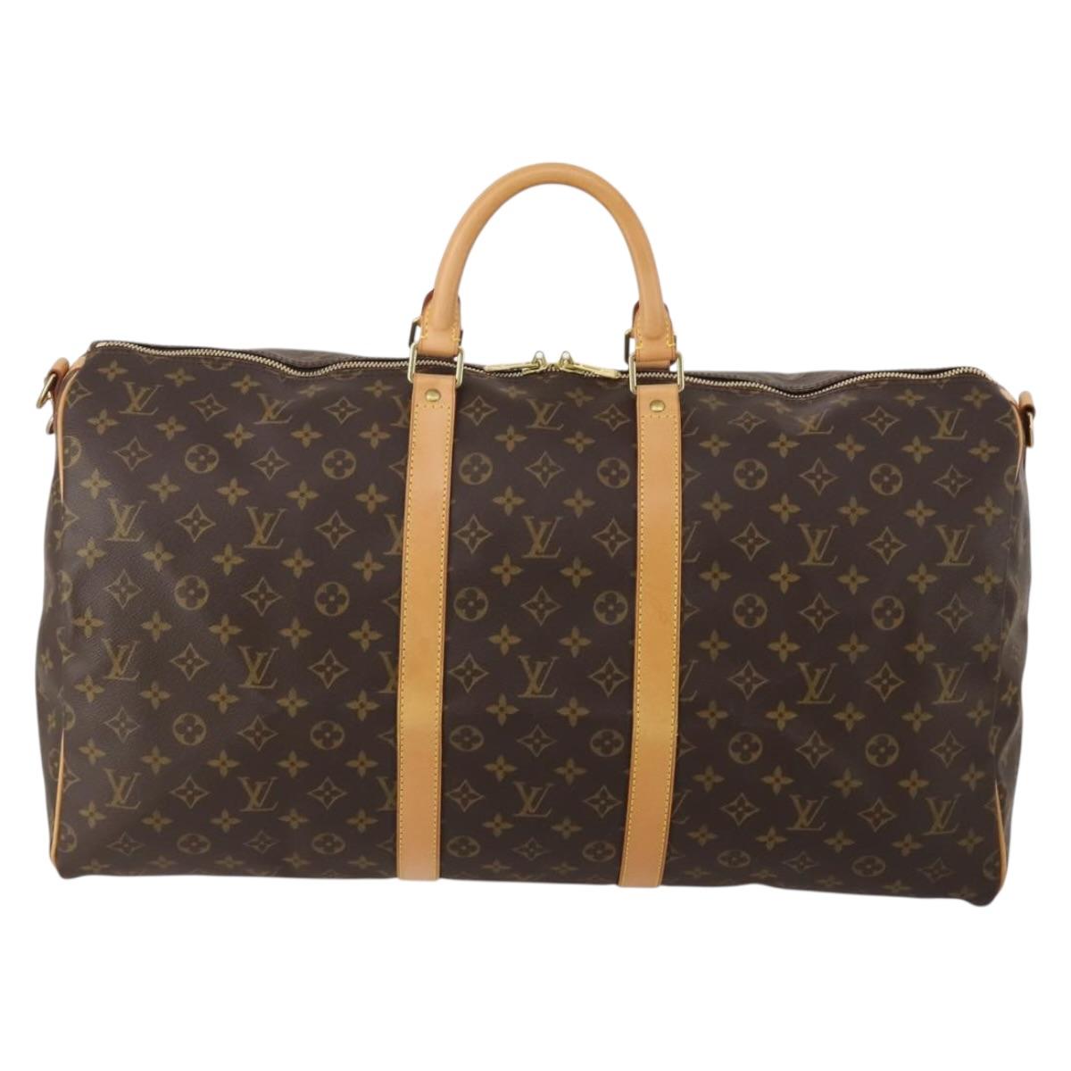 LOUIS VUITTON Monogram Keepall Bandouliere 55 Boston Bag M41414 LV Auth 200407V