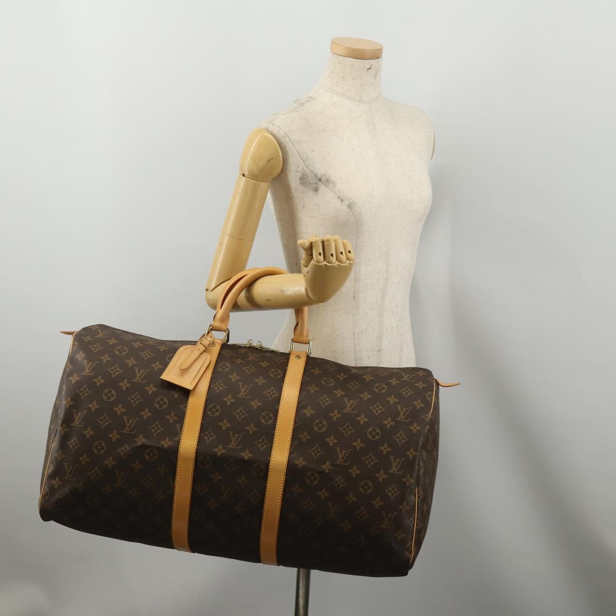 LOUIS VUITTON Monogram Keepall 55 Boston Bag M41424 LV Auth 200410SAV