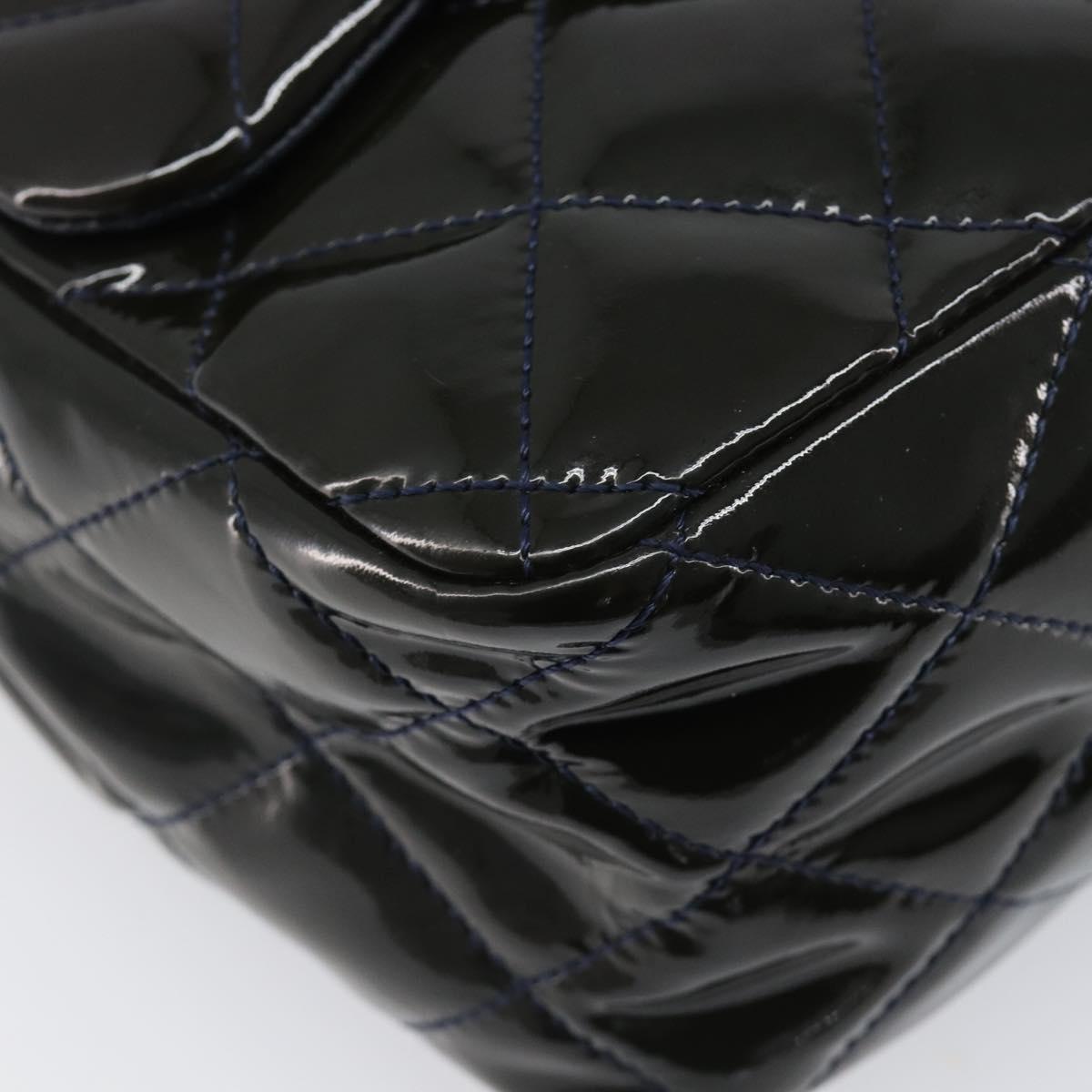 CHANEL Chain Matelasse 30 Bag Patent leather Green Silver CC Auth 200422V