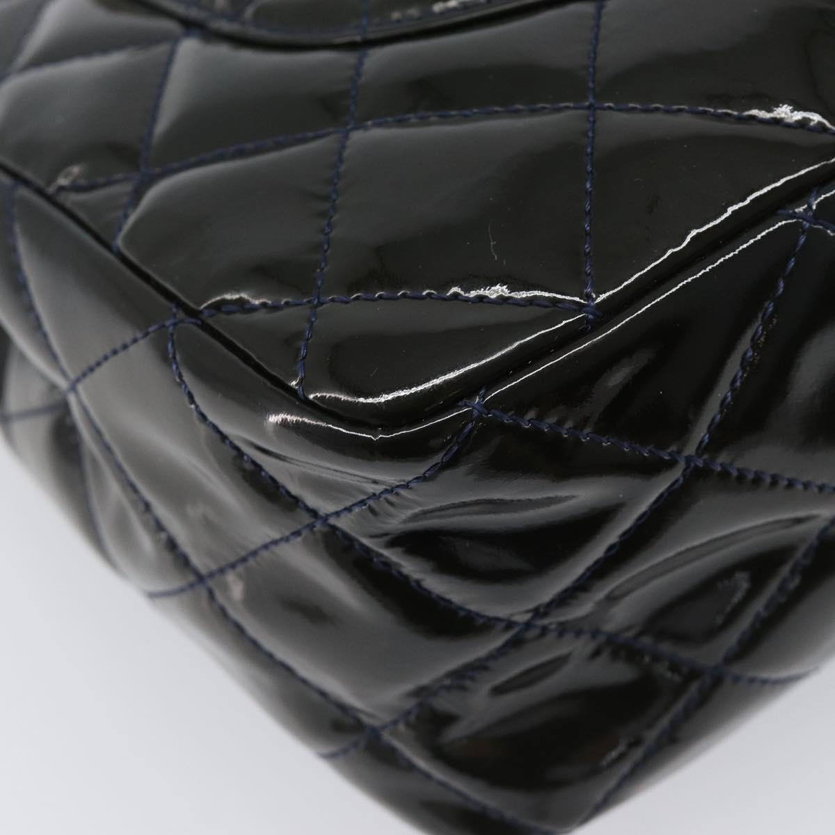 CHANEL Chain Matelasse 30 Bag Patent leather Green Silver CC Auth 200422V
