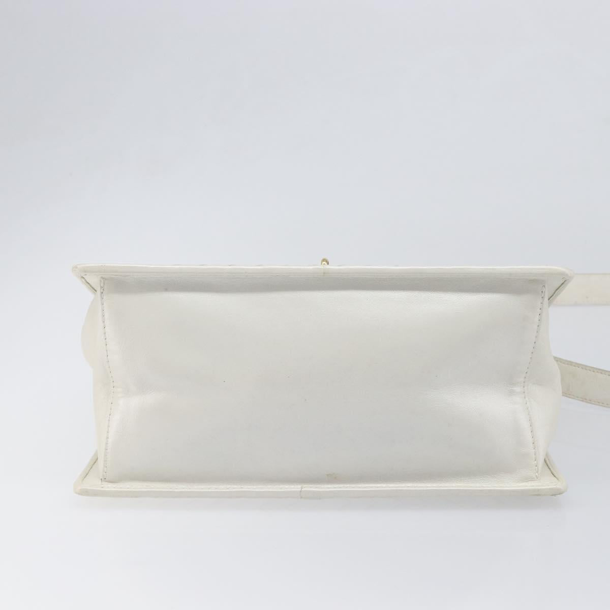BOTTEGA VENETA INTRECCIATO Hand Bag Leather 2way White Gold Auth 200425V