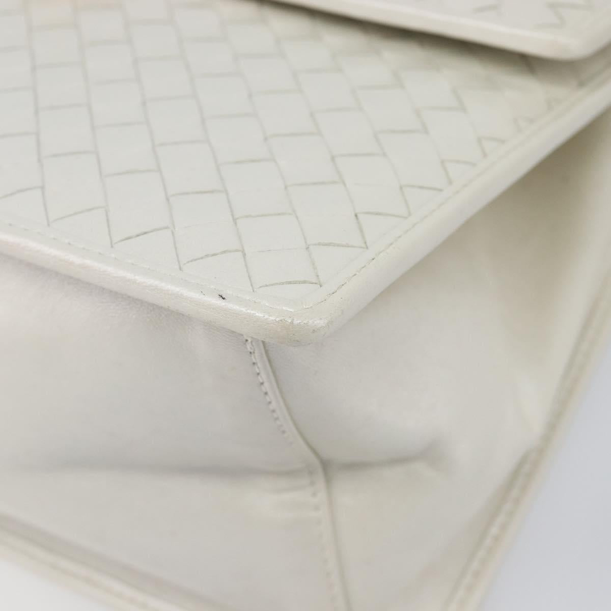 BOTTEGA VENETA INTRECCIATO Hand Bag Leather 2way White Gold Auth 200425V