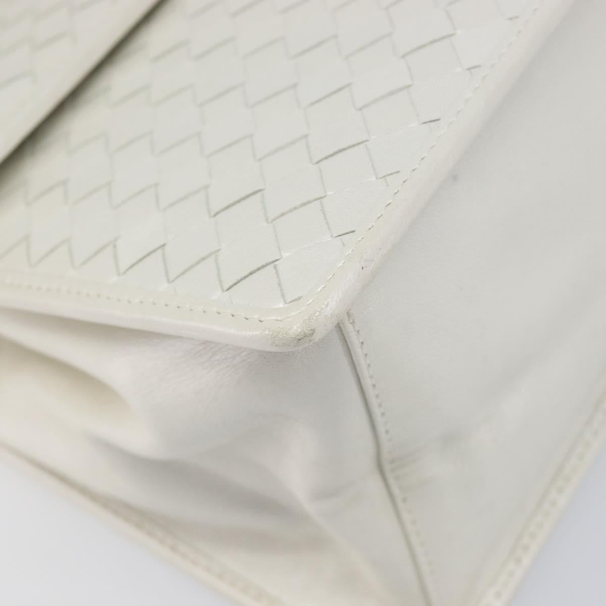 BOTTEGA VENETA INTRECCIATO Hand Bag Leather 2way White Gold Auth 200425V