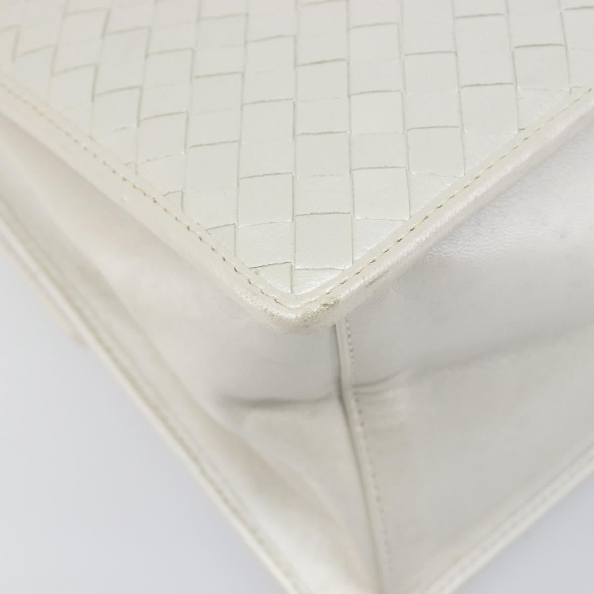 BOTTEGA VENETA INTRECCIATO Hand Bag Leather 2way White Gold Auth 200425V