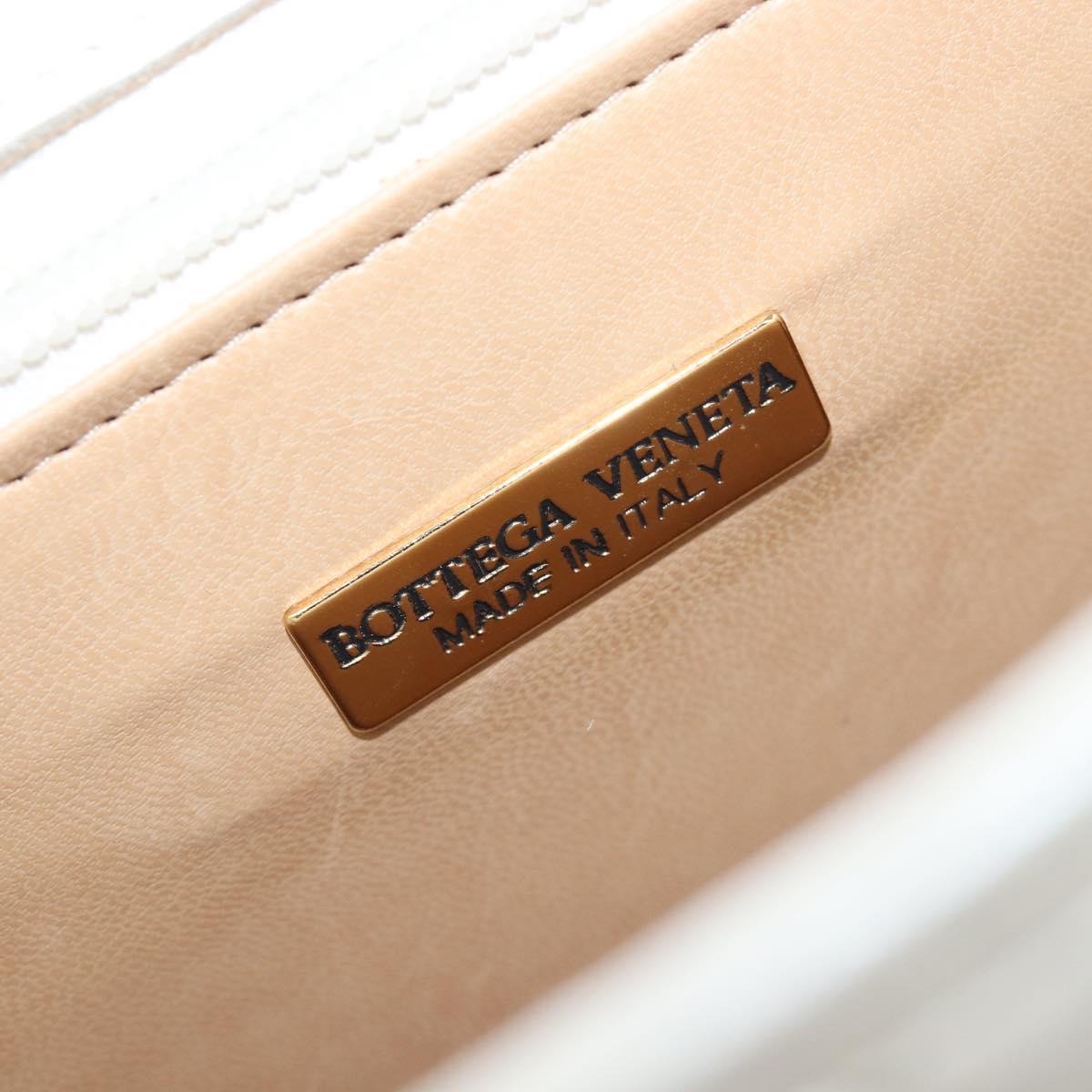BOTTEGA VENETA INTRECCIATO Hand Bag Leather 2way White Gold Auth 200425V