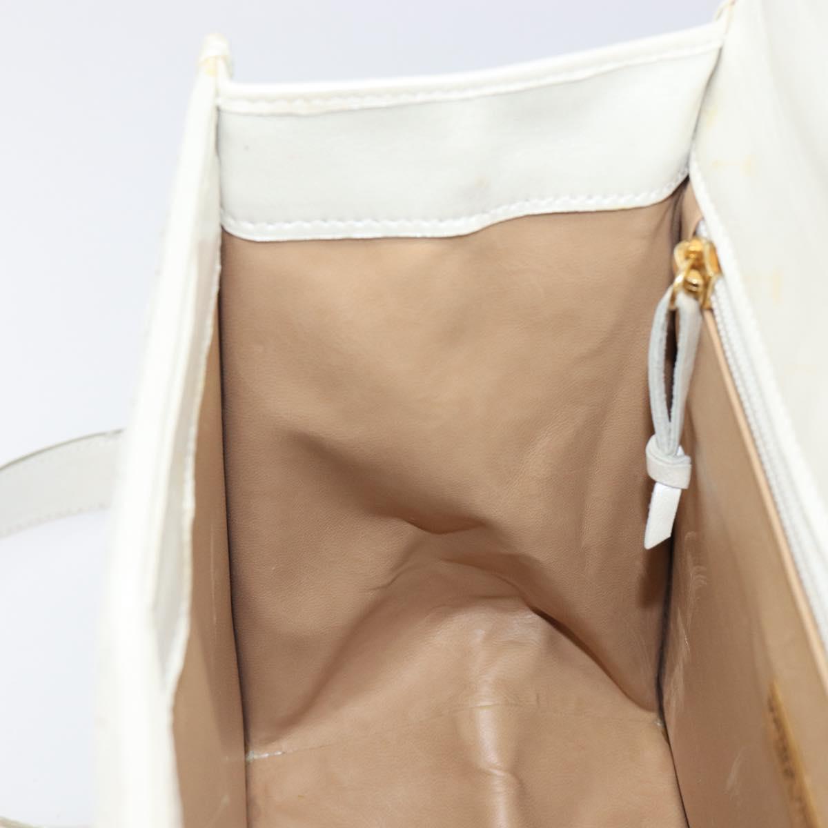 BOTTEGA VENETA INTRECCIATO Hand Bag Leather 2way White Gold Auth 200425V