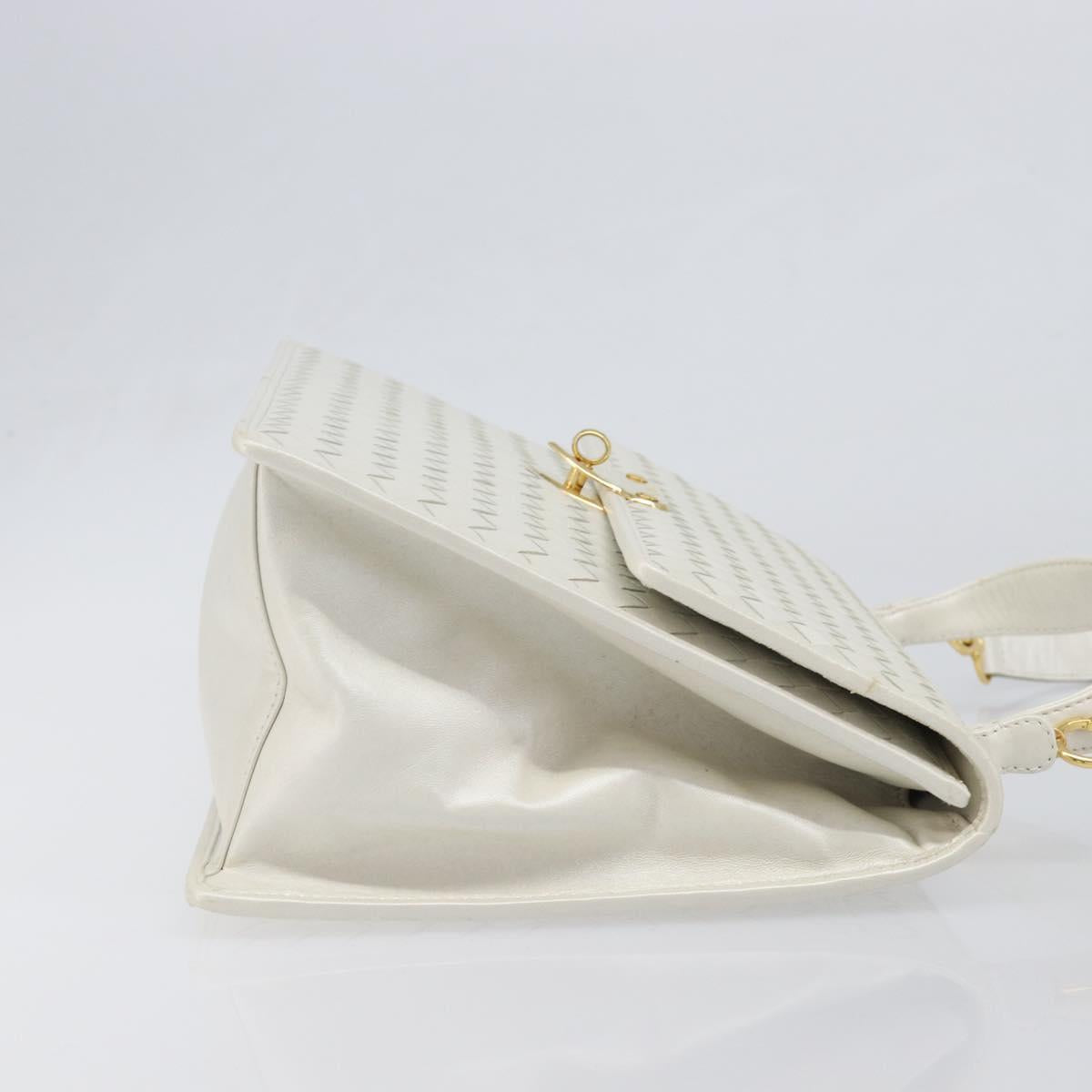 BOTTEGA VENETA INTRECCIATO Hand Bag Leather 2way White Gold Auth 200425V