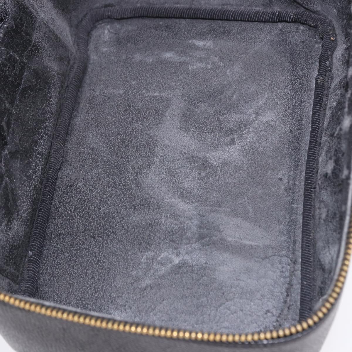 CHANEL COCO Mark Vanity Hand Bag Caviar Skin Black Gold CC Auth 200427