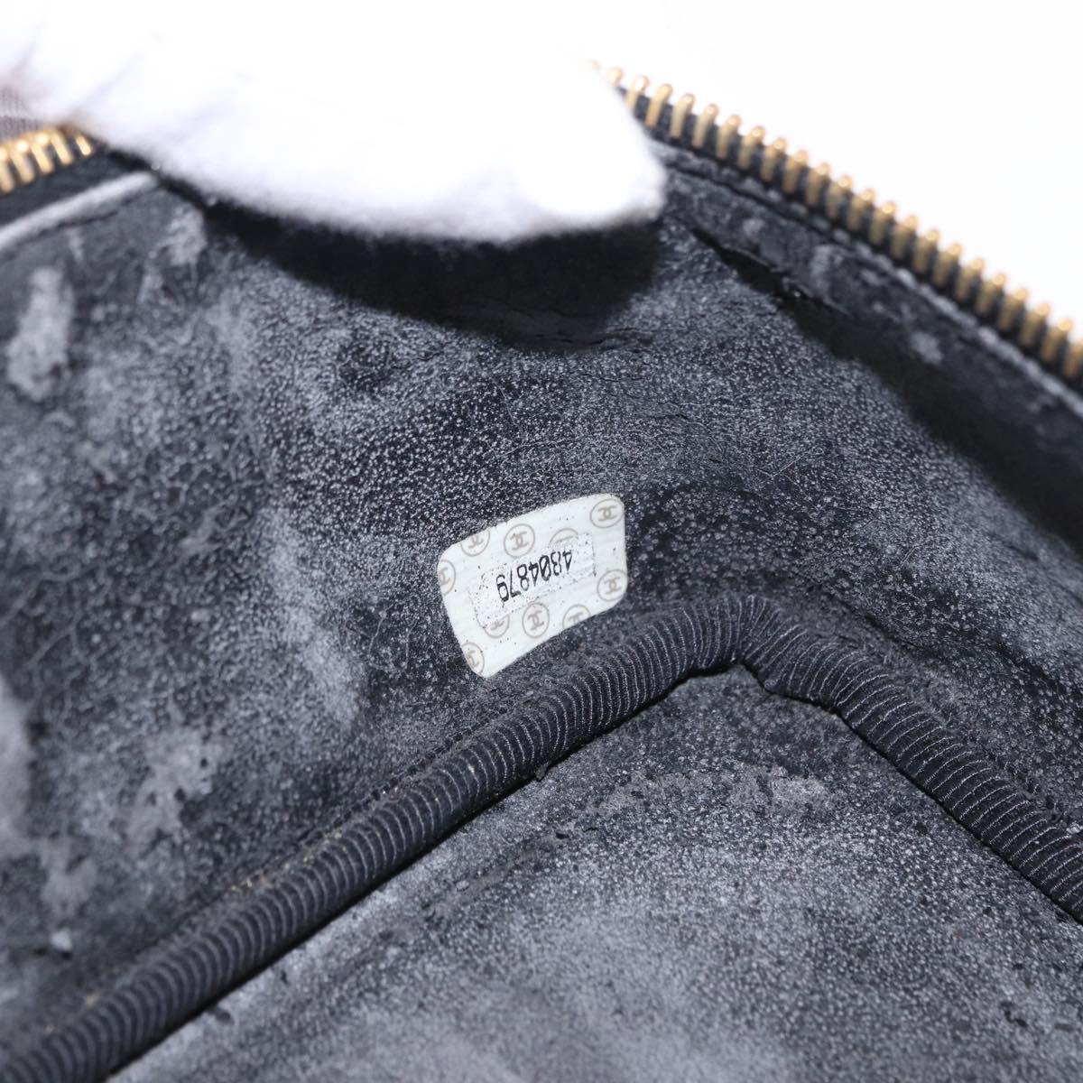 CHANEL COCO Mark Vanity Hand Bag Caviar Skin Black Gold CC Auth 200427