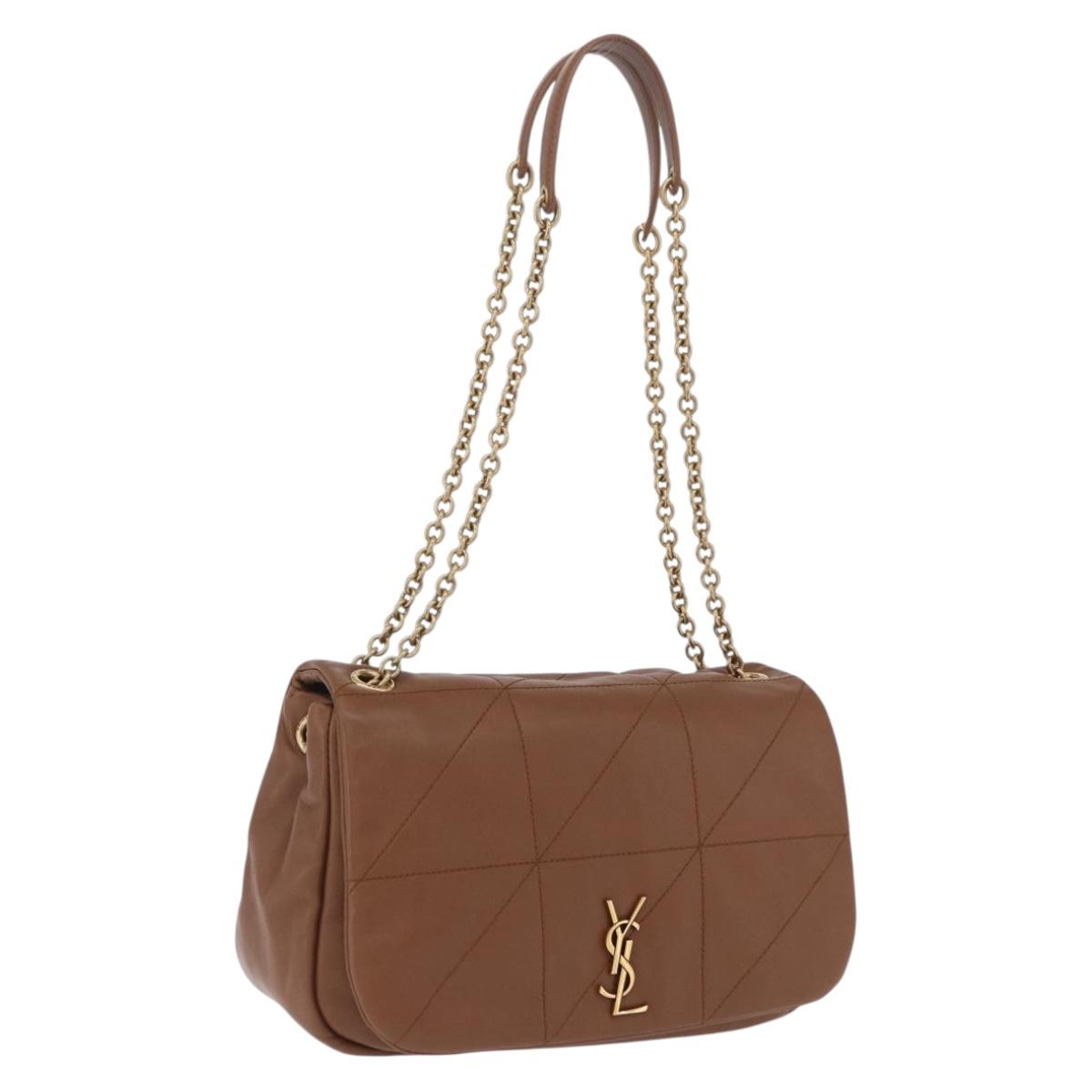 SAINT LAURENT Jamie Shoulder Bag Leather Brown Gold Auth 200430M