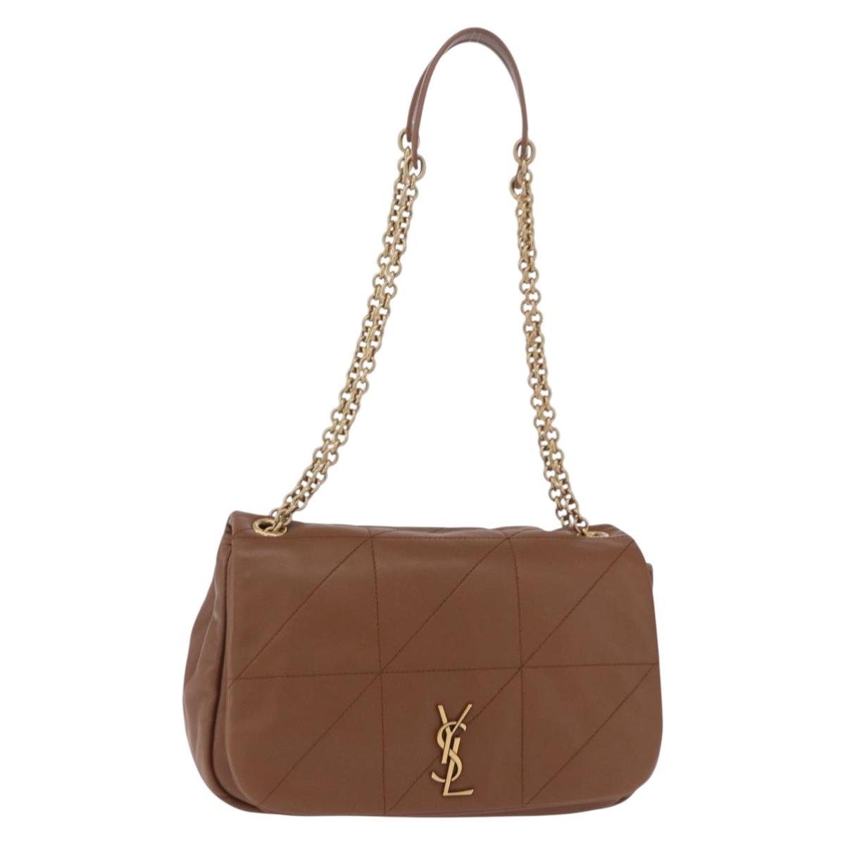 SAINT LAURENT Jamie Shoulder Bag Leather Brown Gold Auth 200430M