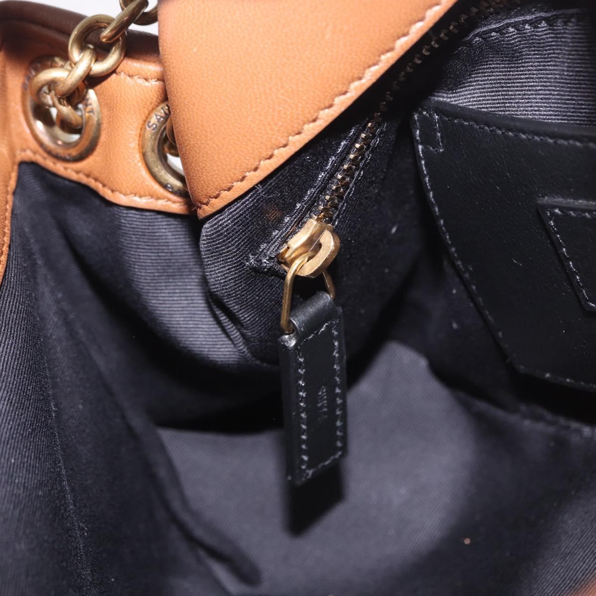 SAINT LAURENT Jamie Shoulder Bag Leather Brown Gold Auth 200430M