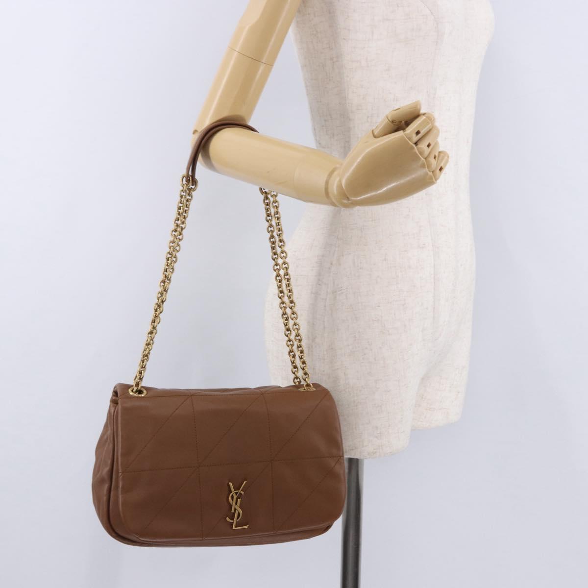 SAINT LAURENT Jamie Shoulder Bag Leather Brown Gold Auth 200430M