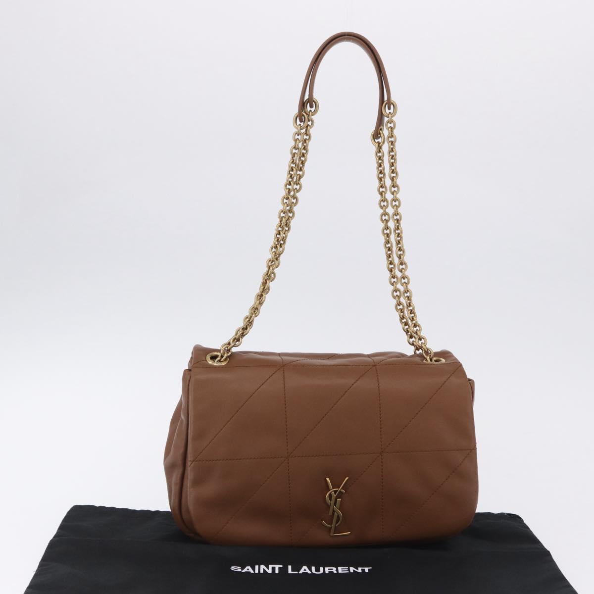 SAINT LAURENT Jamie Shoulder Bag Leather Brown Gold Auth 200430M