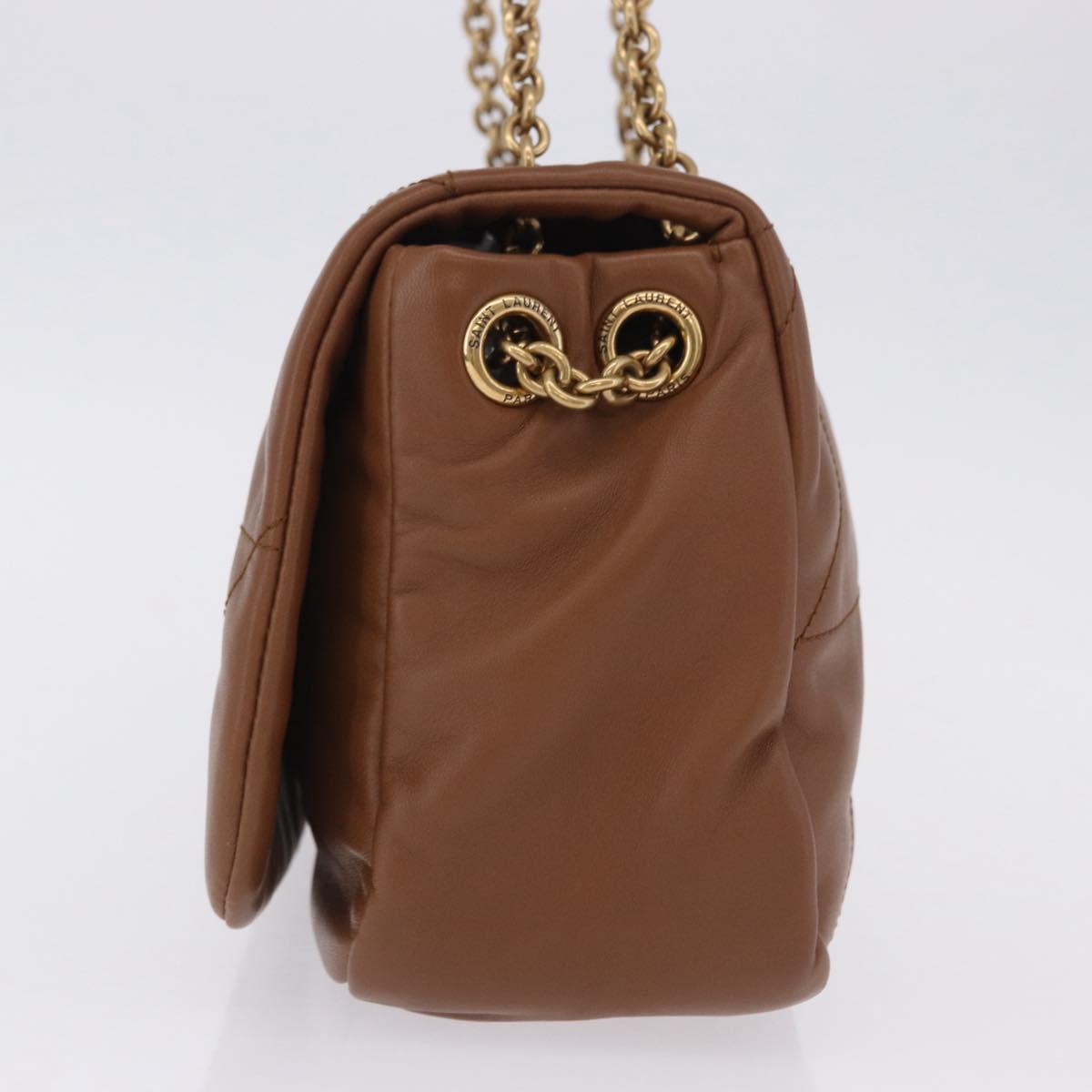 SAINT LAURENT Jamie Shoulder Bag Leather Brown Gold Auth 200430M