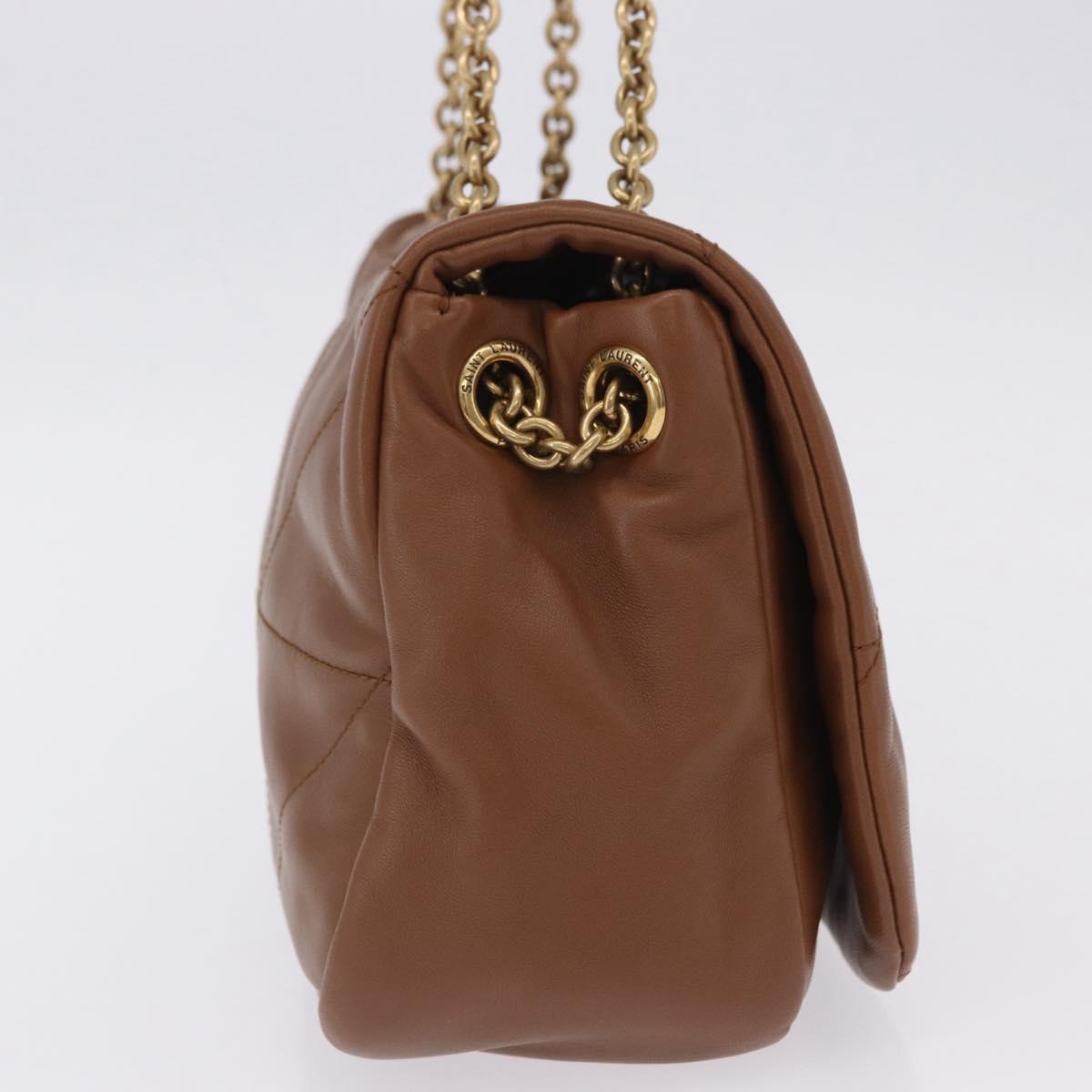 SAINT LAURENT Jamie Shoulder Bag Leather Brown Gold Auth 200430M