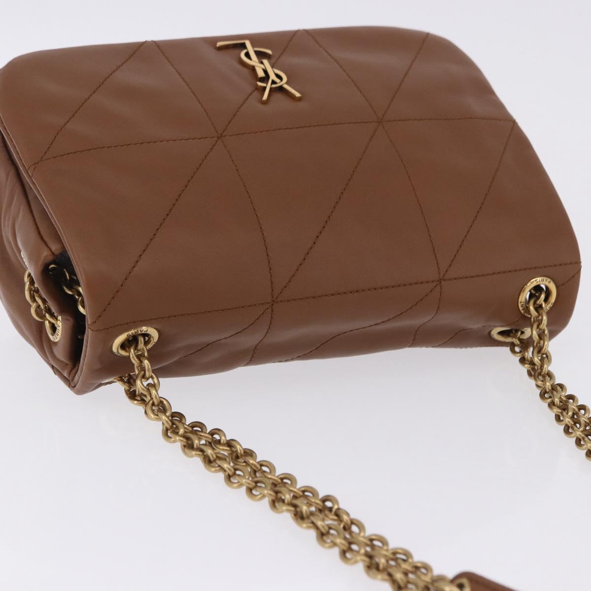 SAINT LAURENT Jamie Shoulder Bag Leather Brown Gold Auth 200430M