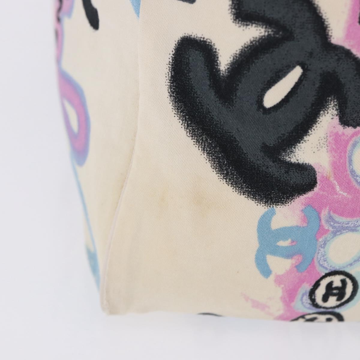 CHANEL New Travel Line Tote Bag Canvas Hawaii Limited White Silver Auth 200431A