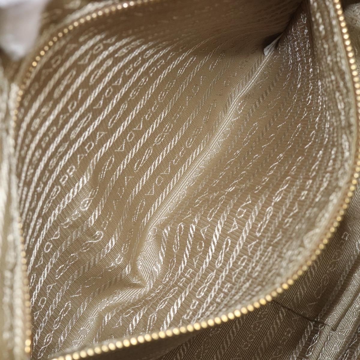 PRADA Punching Hand Bag Saffiano leather Beige Gold Auth 200432