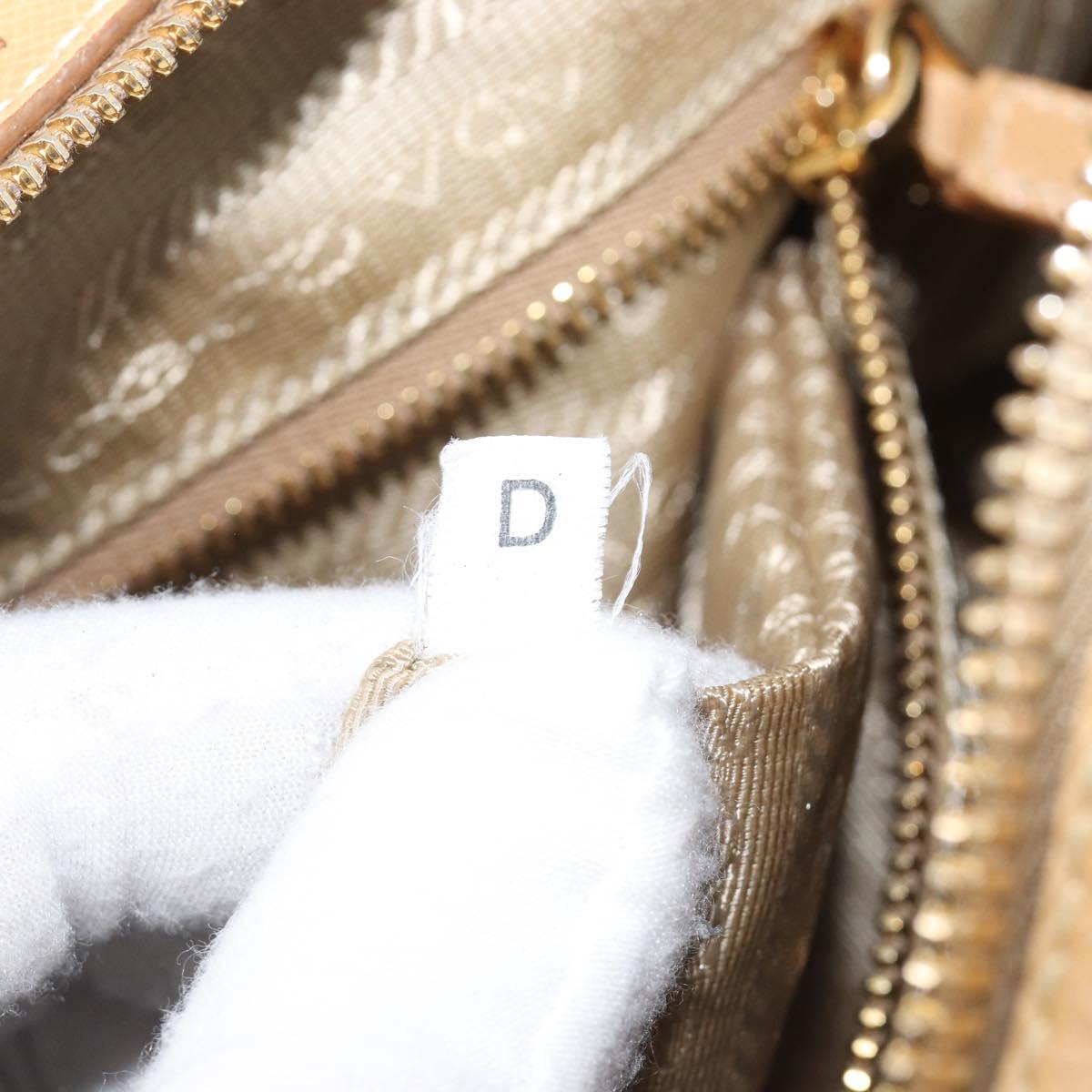 PRADA Punching Hand Bag Saffiano leather Beige Gold Auth 200432