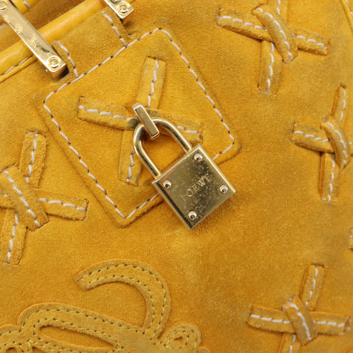 LOEWE Amazona 28 Hand Bag Suede Yellow Gold Auth 200433V