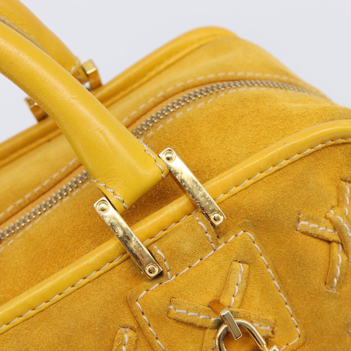 LOEWE Amazona 28 Hand Bag Suede Yellow Gold Auth 200433V