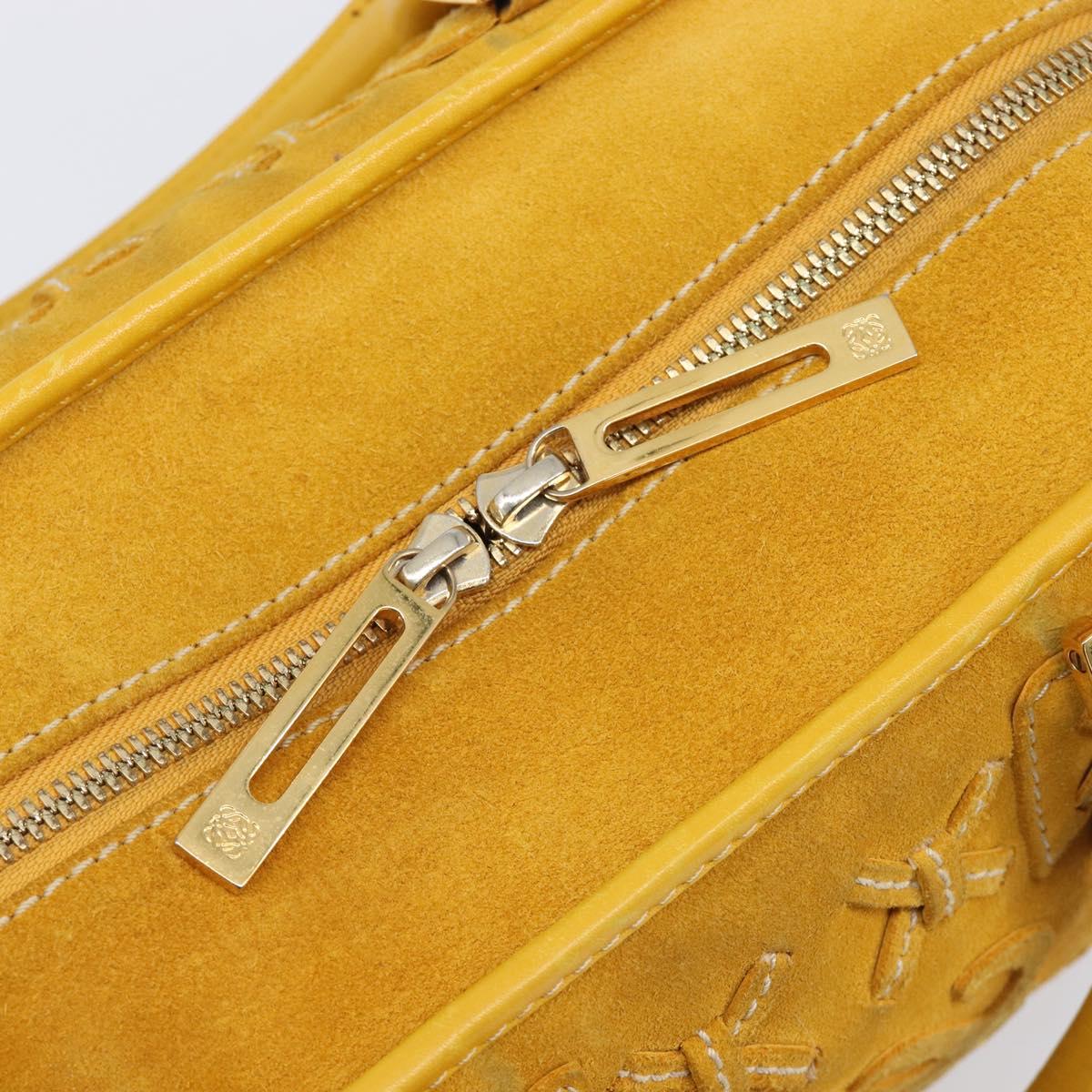 LOEWE Amazona 28 Hand Bag Suede Yellow Gold Auth 200433V