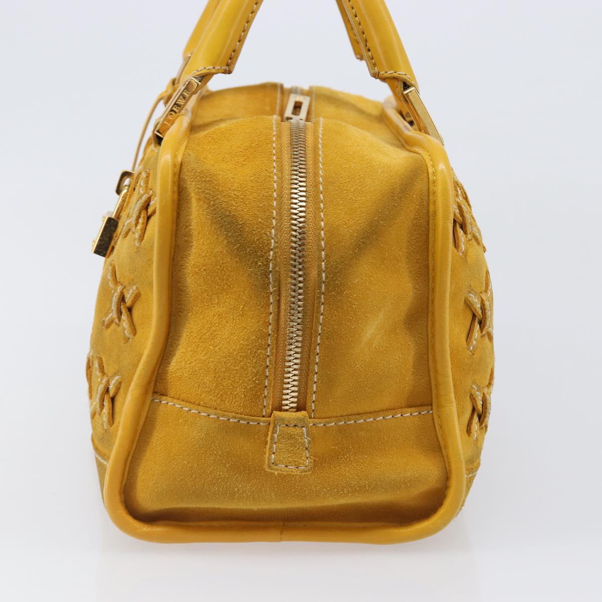 LOEWE Amazona 28 Hand Bag Suede Yellow Gold Auth 200433V